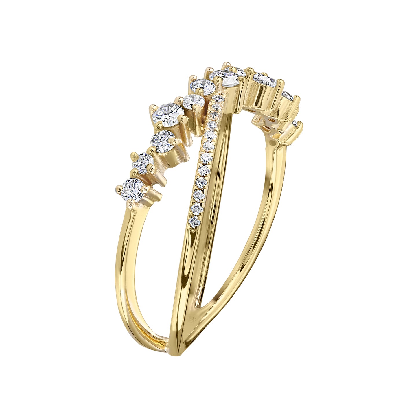 Gold Ring 14K (585) Radiant with Diamonds 0.40 ct - Gold