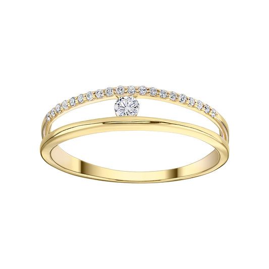 Gold Ring 14K (585) Aerial with Diamonds 0.13 ct - Gold