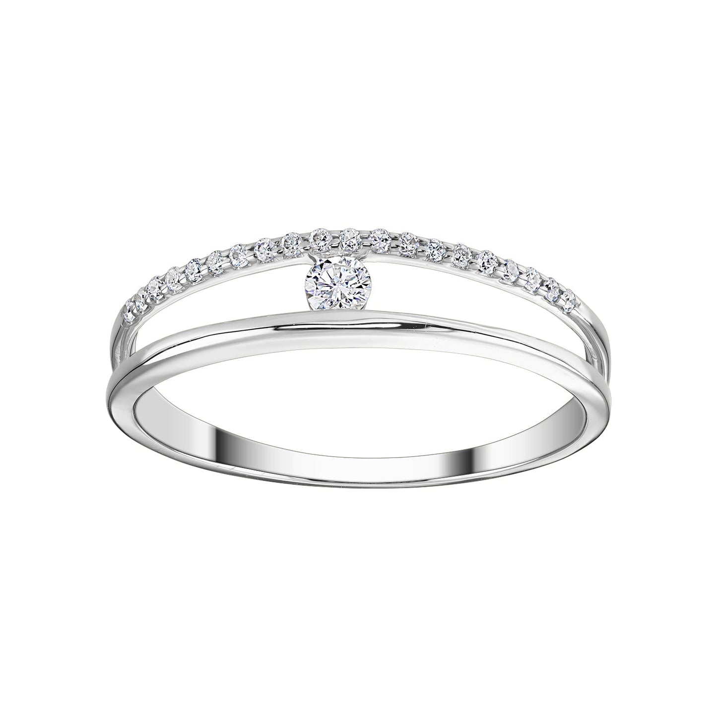 Gold Ring 14K (585) Aerial with Diamonds 0.13 ct - White