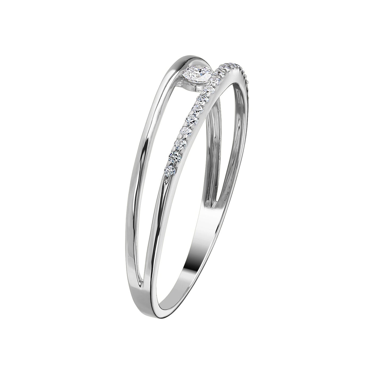 Gold Ring 14K (585) Aerial with Diamonds 0.13 ct - White
