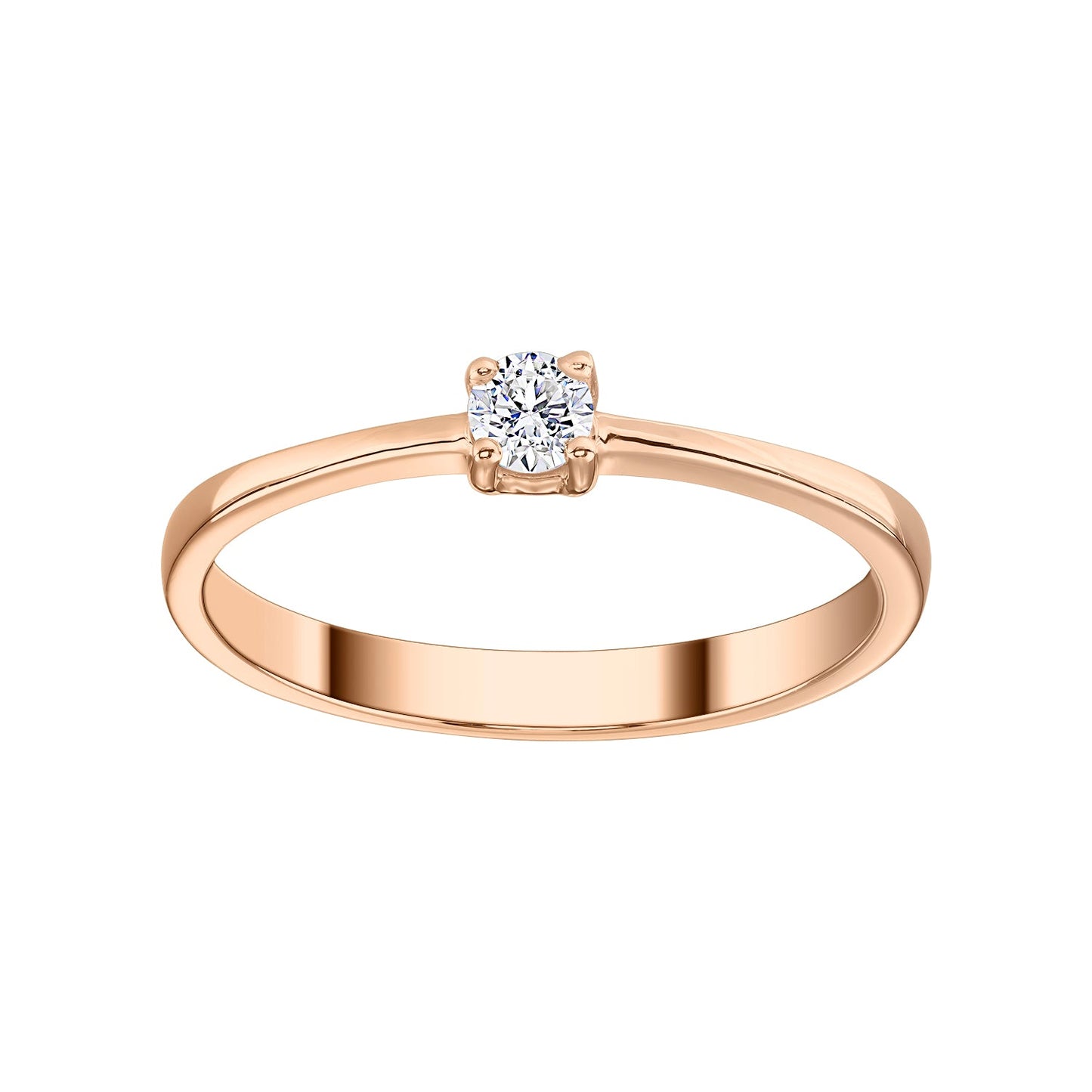 Gold Ring 14K (585) Sole with Diamond 0.10 ct - Pink