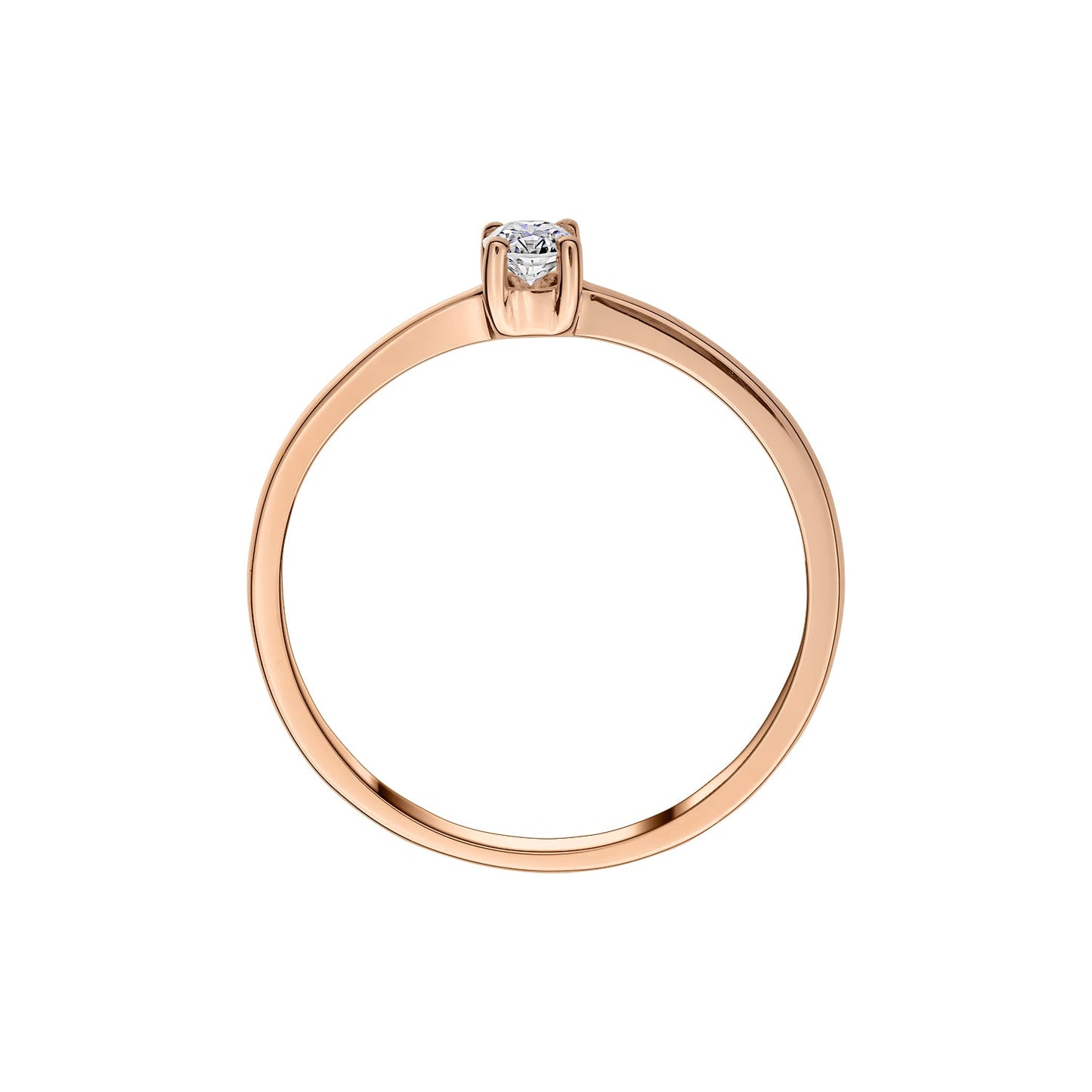 Gold Ring 14K (585) Sole with Diamond 0.10 ct - Pink