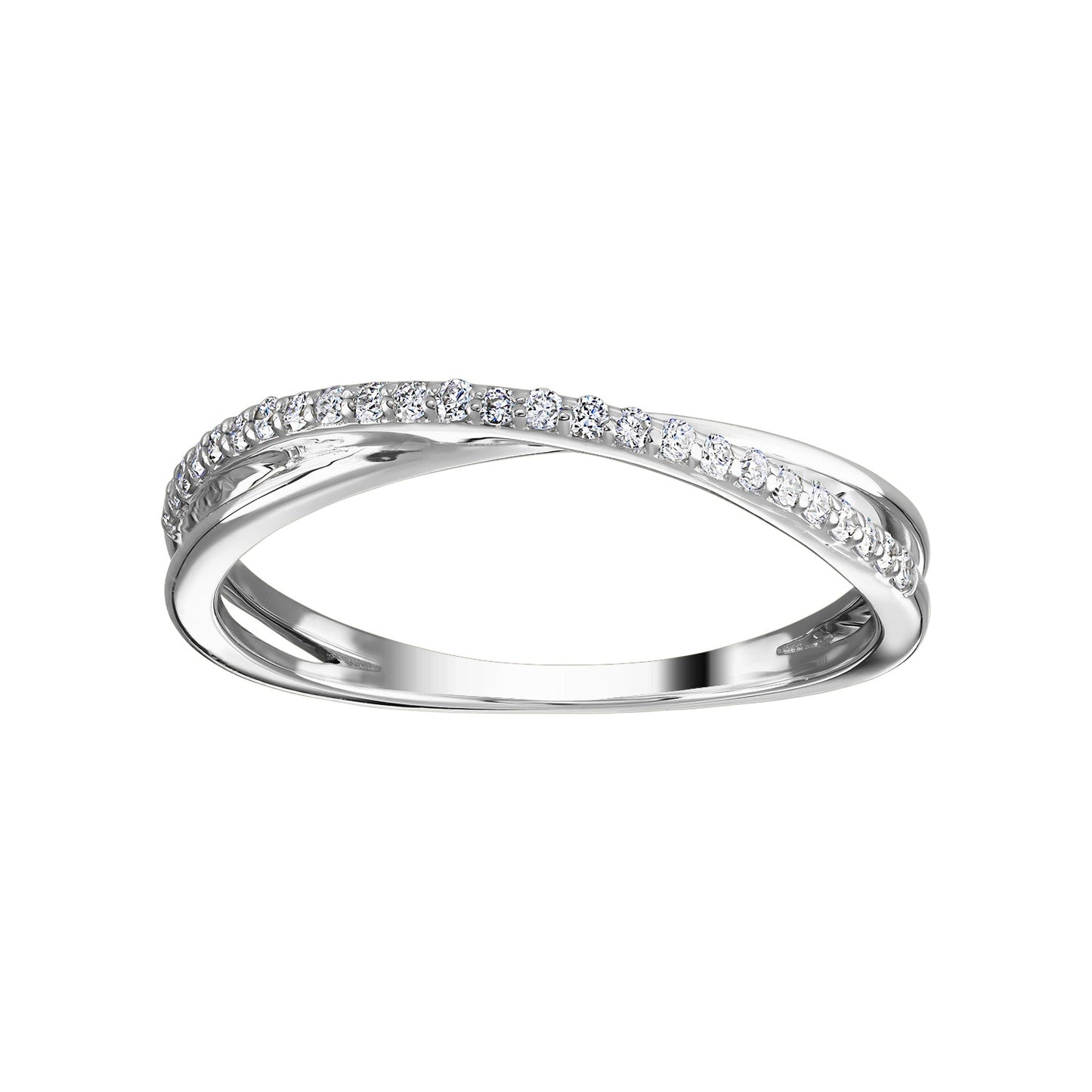 Gold Ring 14K (585) Tordue with Diamonds 0.13 ct - White