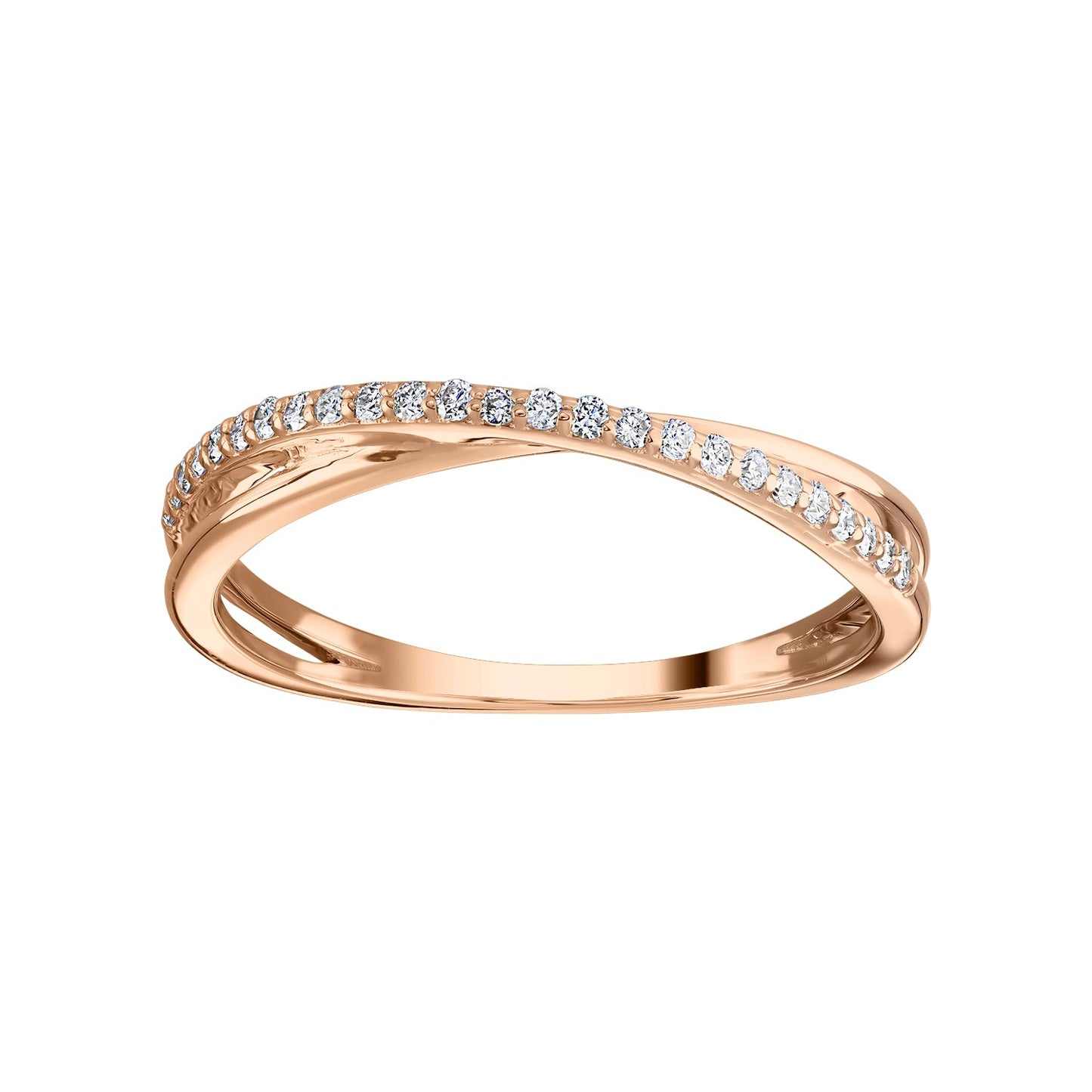 Gold Ring 14K (585) Tordue with Diamonds 0.13 ct - Pink