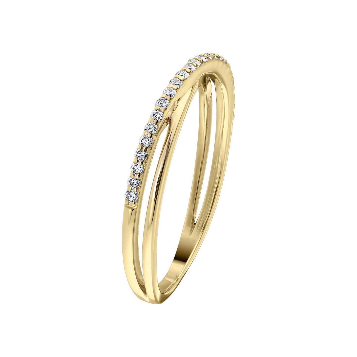 Gold Ring 14K (585) Tordue with Diamonds 0.13 ct - Gold