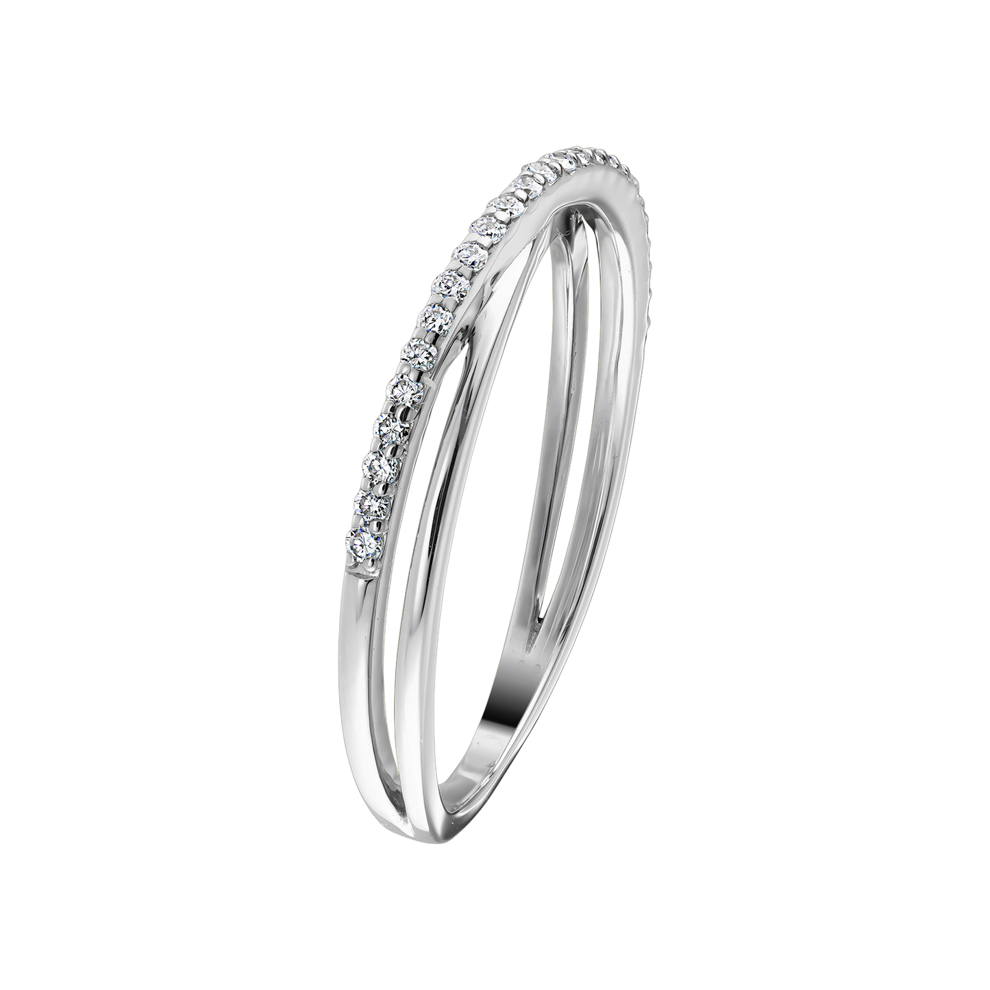 Gold Ring 14K (585) Tordue with Diamonds 0.13 ct - White