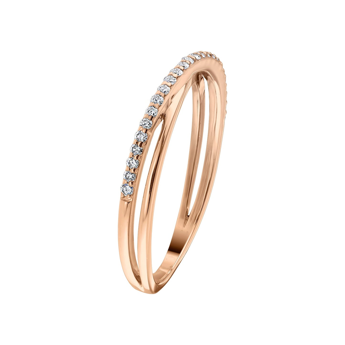 Gold Ring 14K (585) Tordue with Diamonds 0.13 ct - Pink