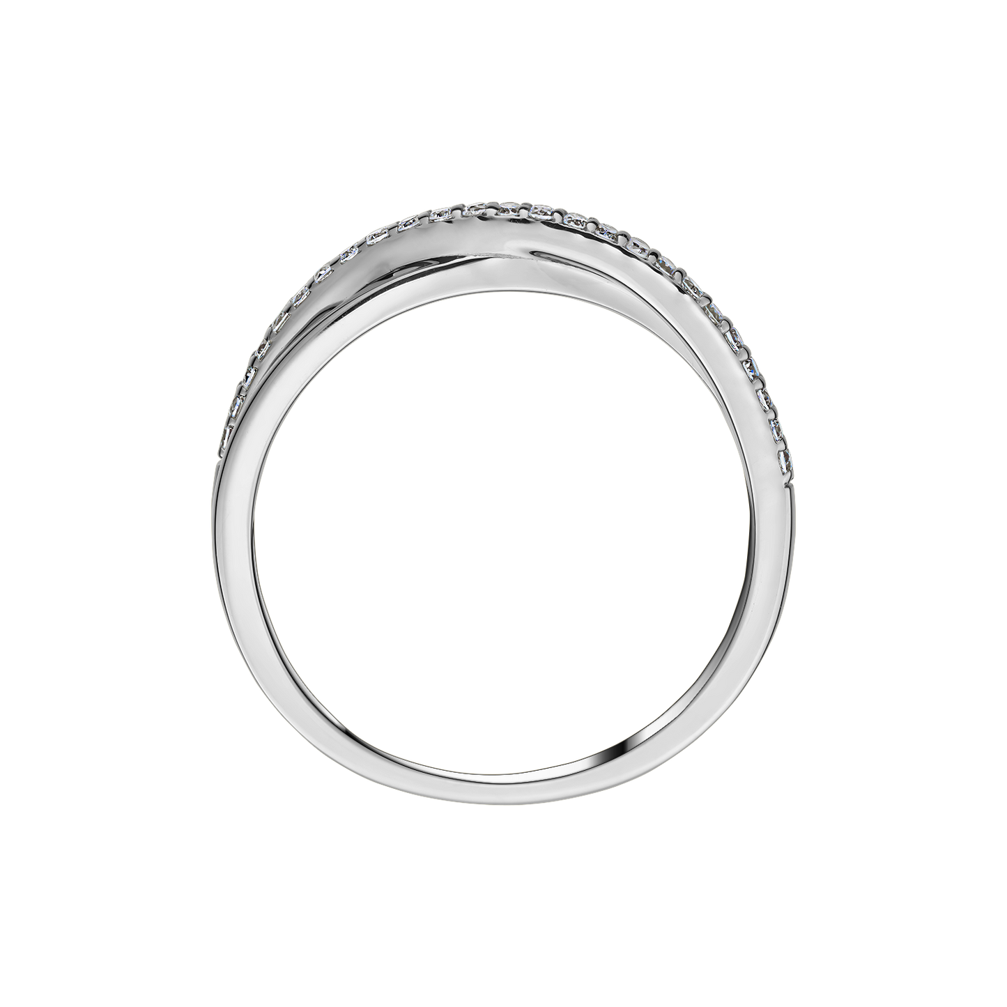Gold Ring 14K (585) Tordue with Diamonds 0.13 ct - White