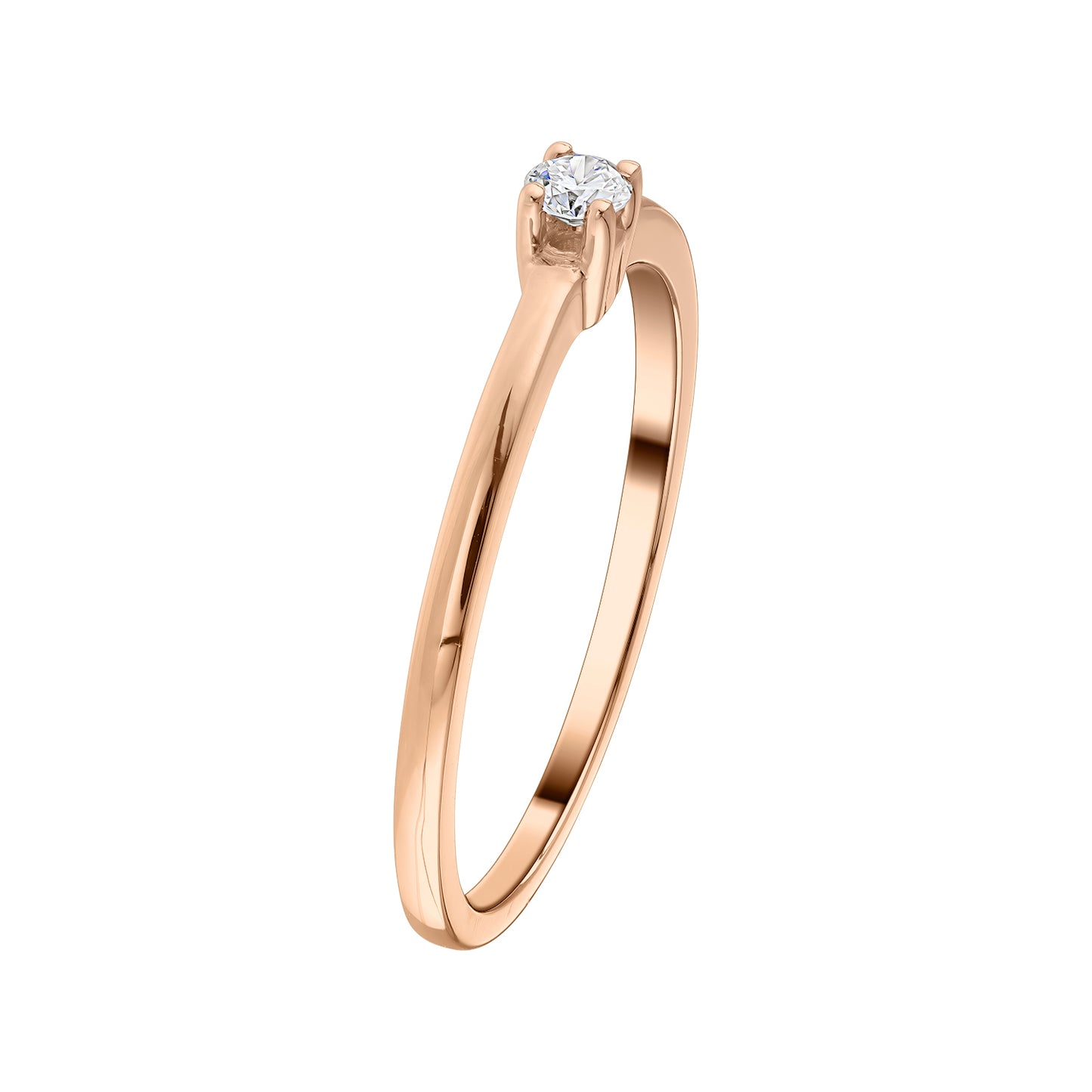 Gold Ring 14K (585) Sole with Diamond 0.07 ct - Pink