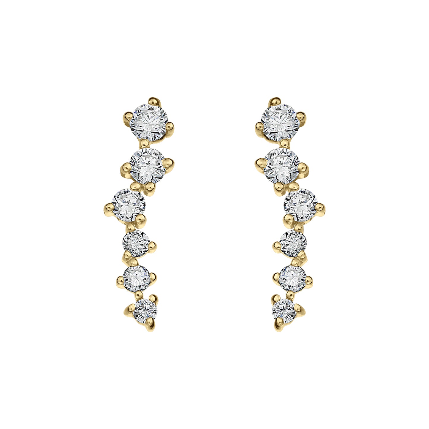 Gold Studs 14K (585) Swoon with Diamonds 0.45 ct - Gold