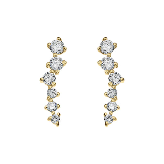 Gold Studs 14K (585) Swoon with Diamonds 0.45 ct - Gold