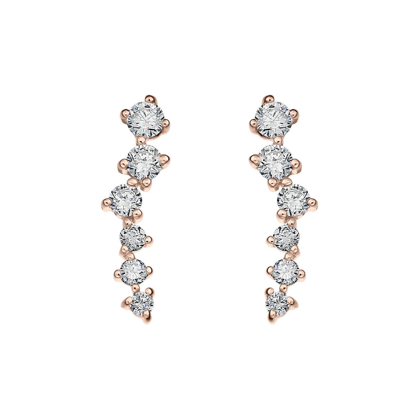 Gold Studs 14K (585) Swoon with Diamonds 0.45 ct - Pink