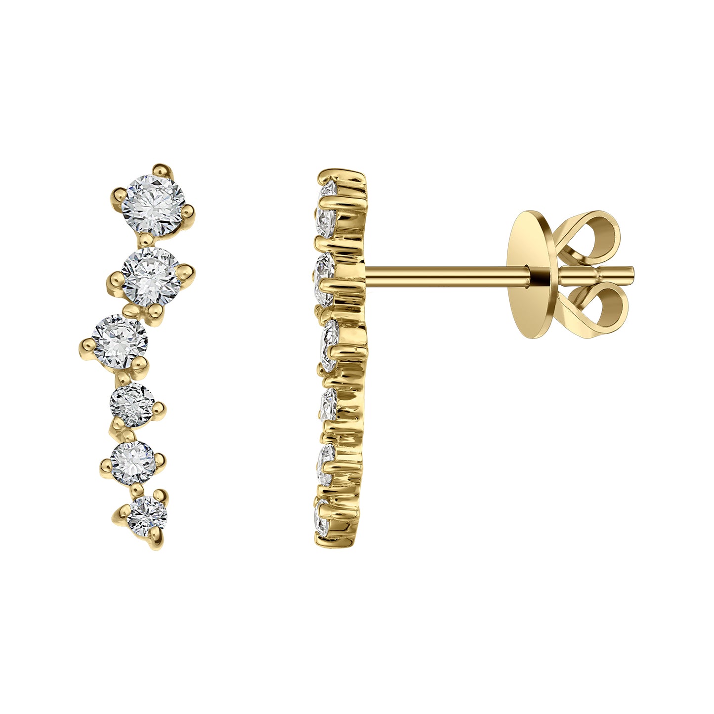 Gold Studs 14K (585) Swoon with Diamonds 0.45 ct - Gold