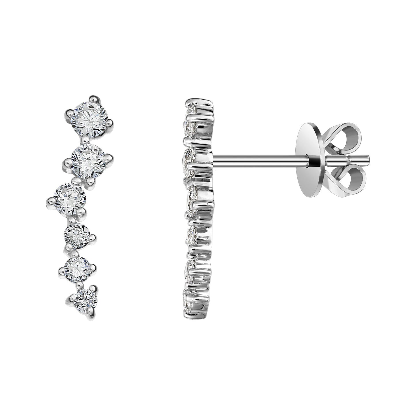 Gold Studs 14K (585) Swoon with Diamonds 0.45 ct - White