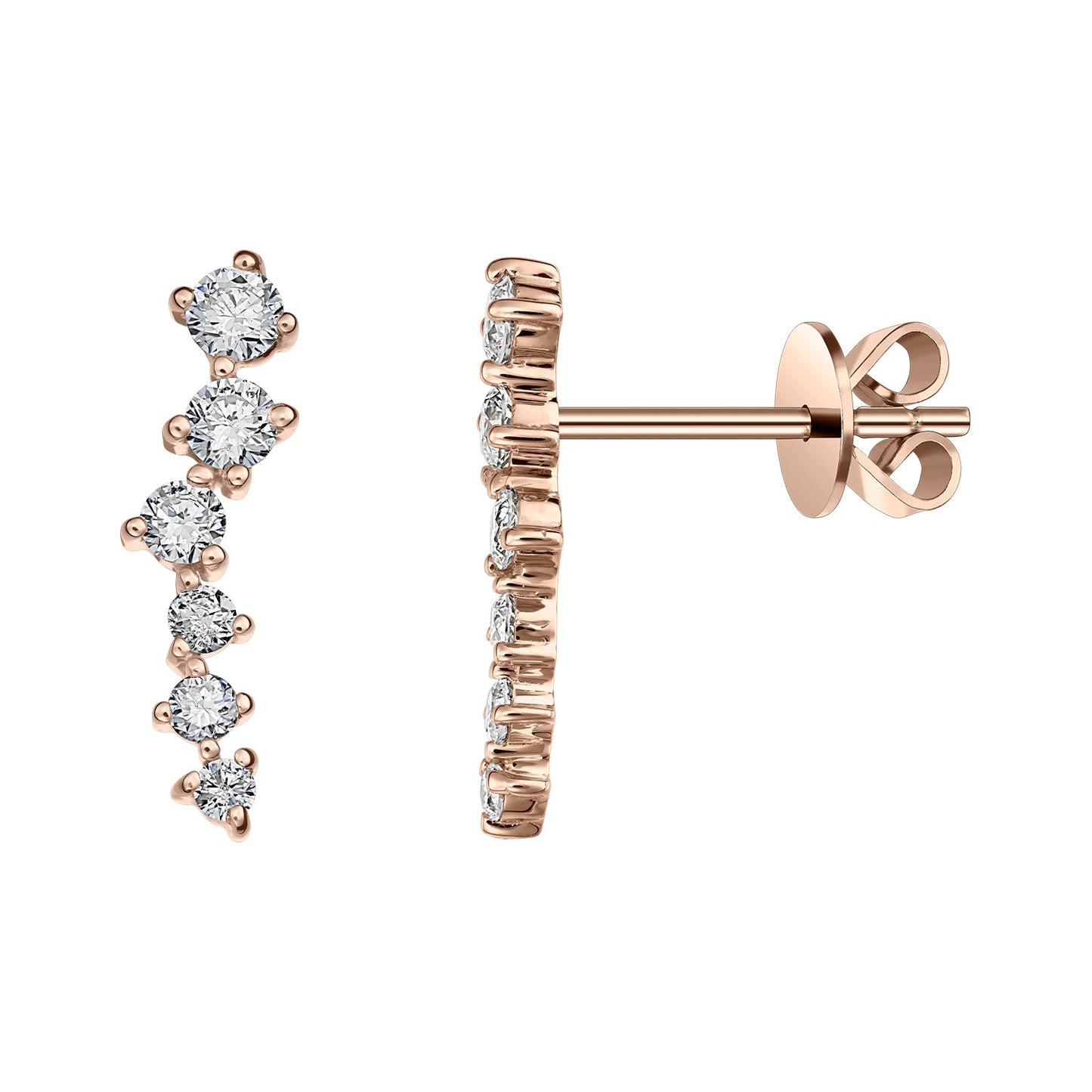 Gold Studs 14K (585) Swoon with Diamonds 0.45 ct - Pink