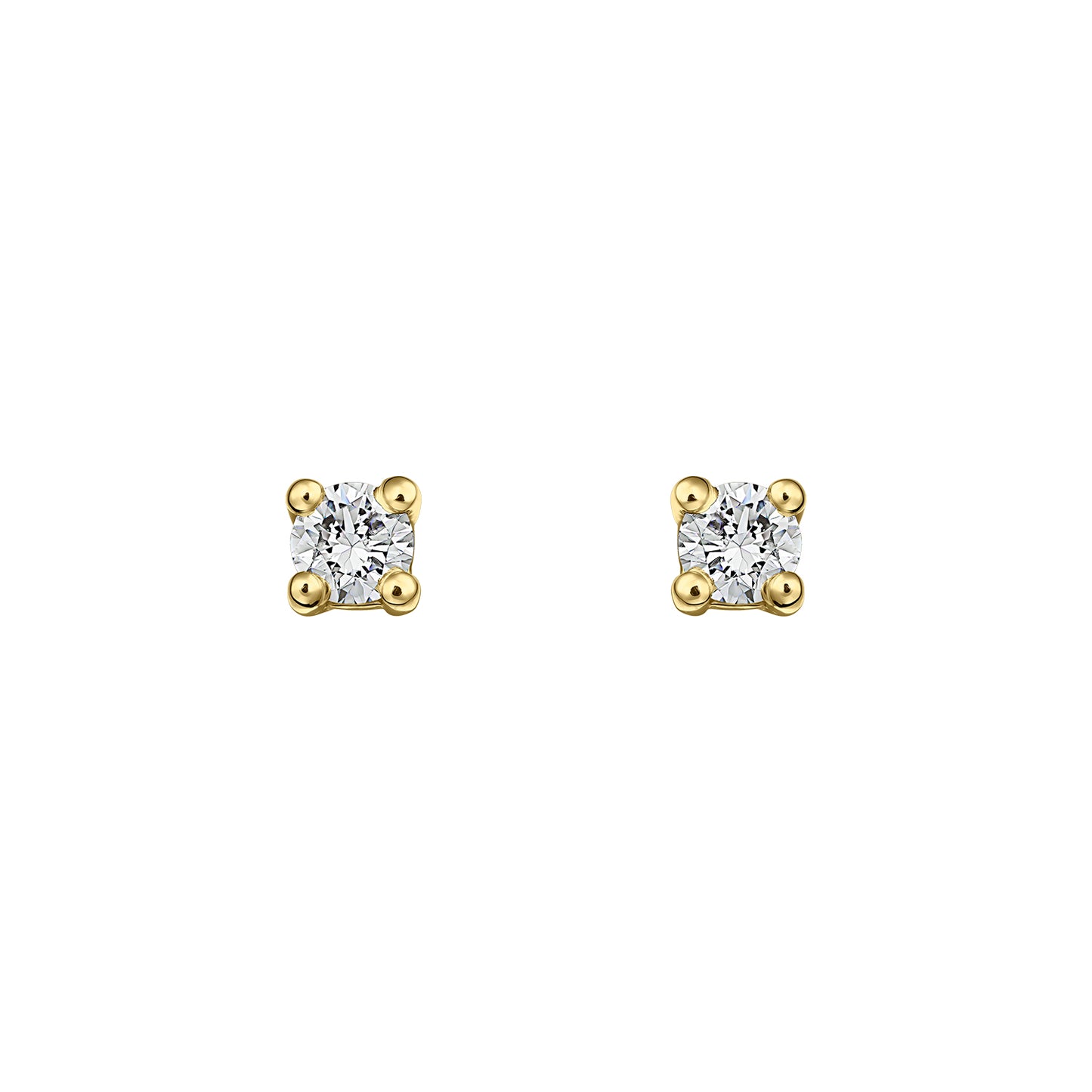 Gold Studs 14K (585) Bliss with Diamonds 0.10 ct - Gold