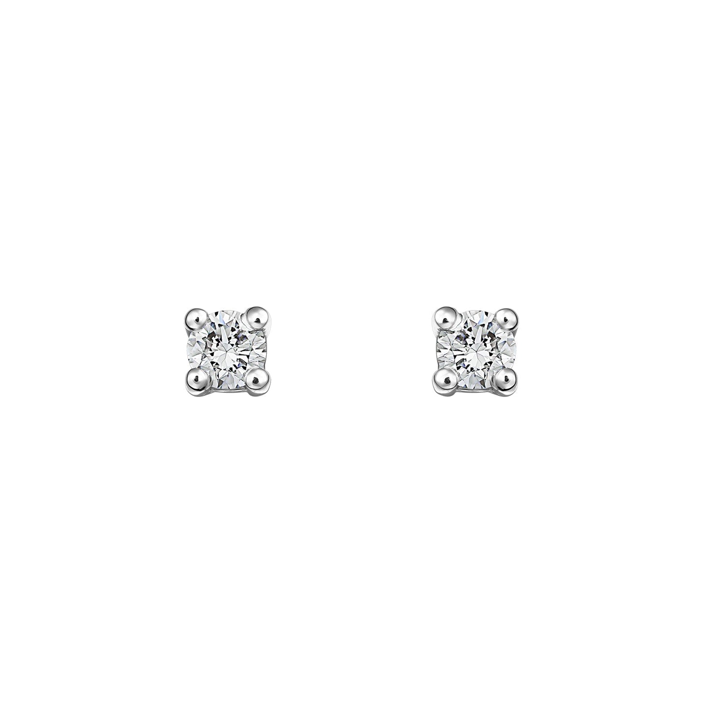Gold Studs 14K (585) Bliss with Diamonds 0.10 ct - White