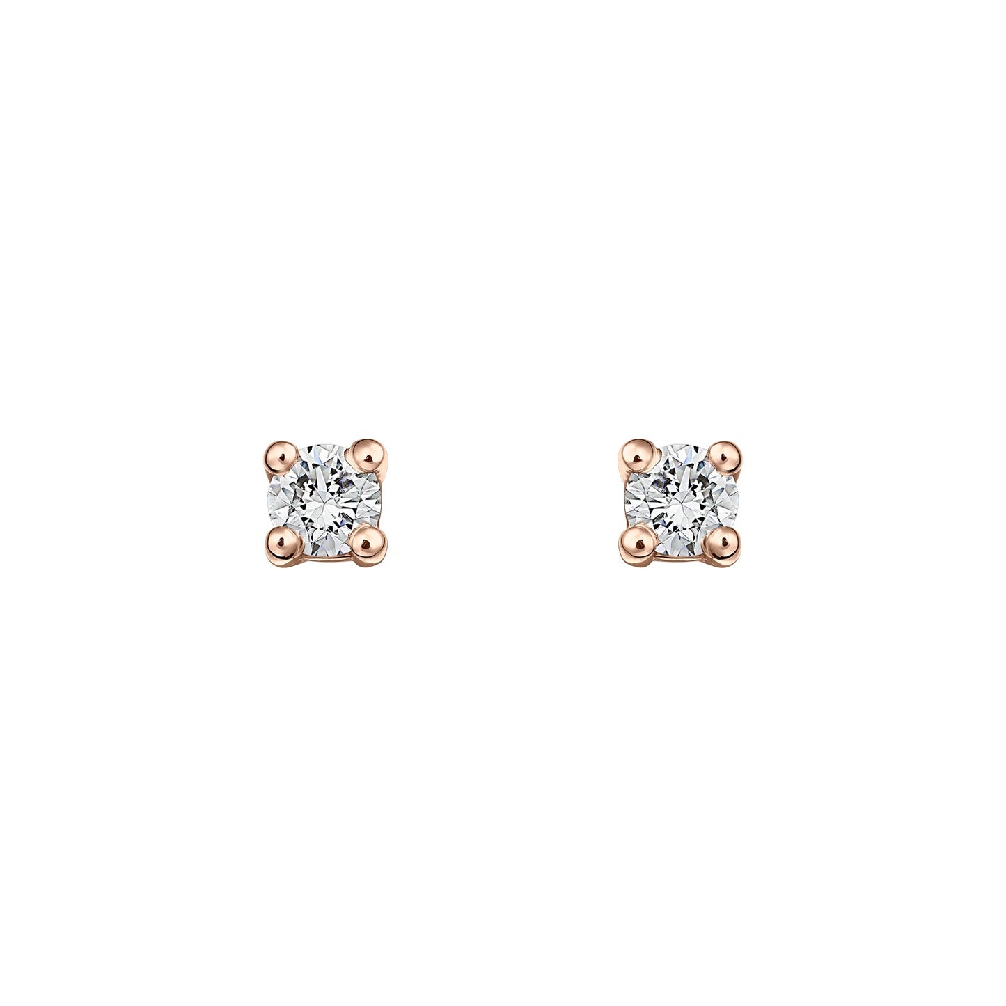 Gold Studs 14K (585) Bliss with Diamonds 0.10 ct - Pink