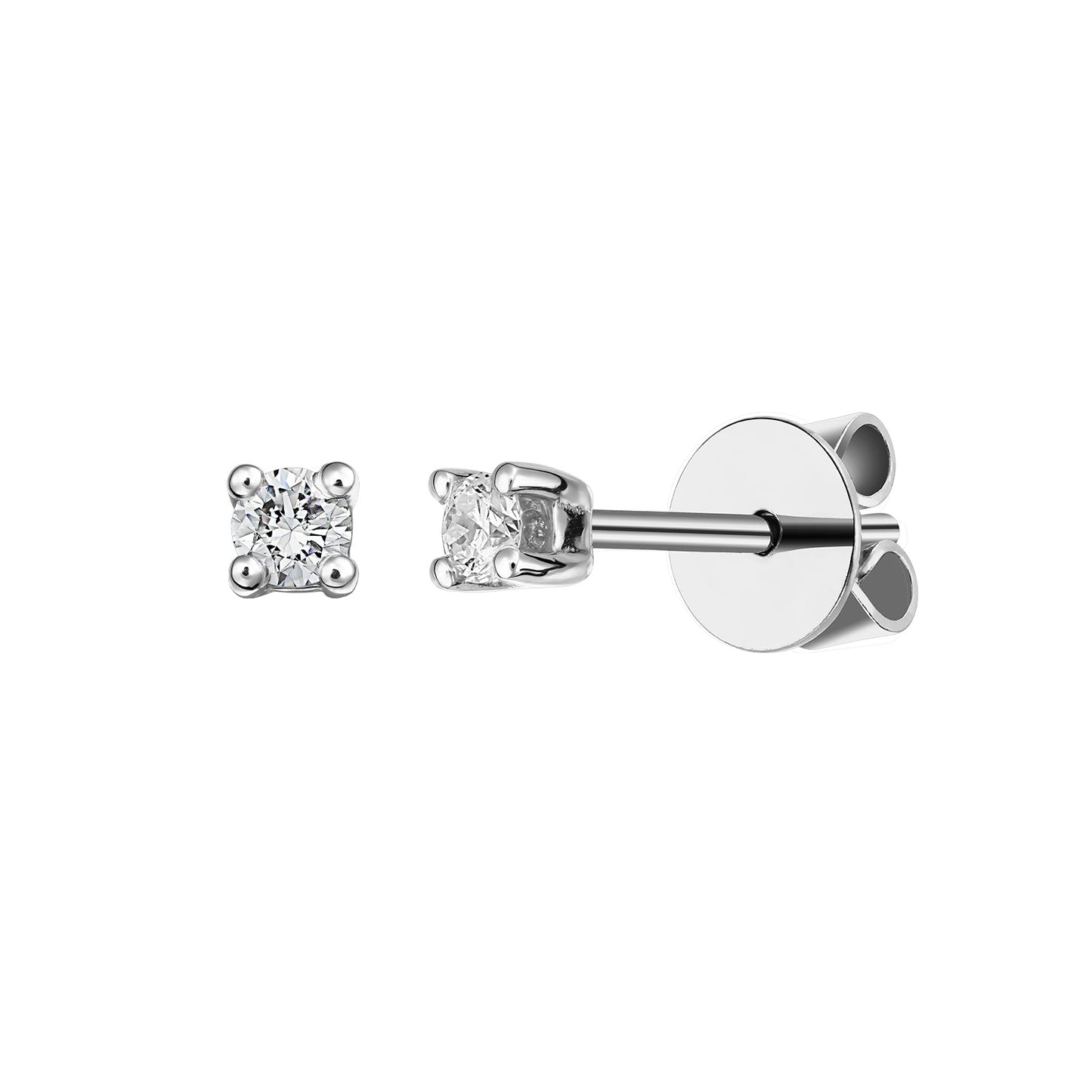 Gold Studs 14K (585) Bliss with Diamonds 0.10 ct - White