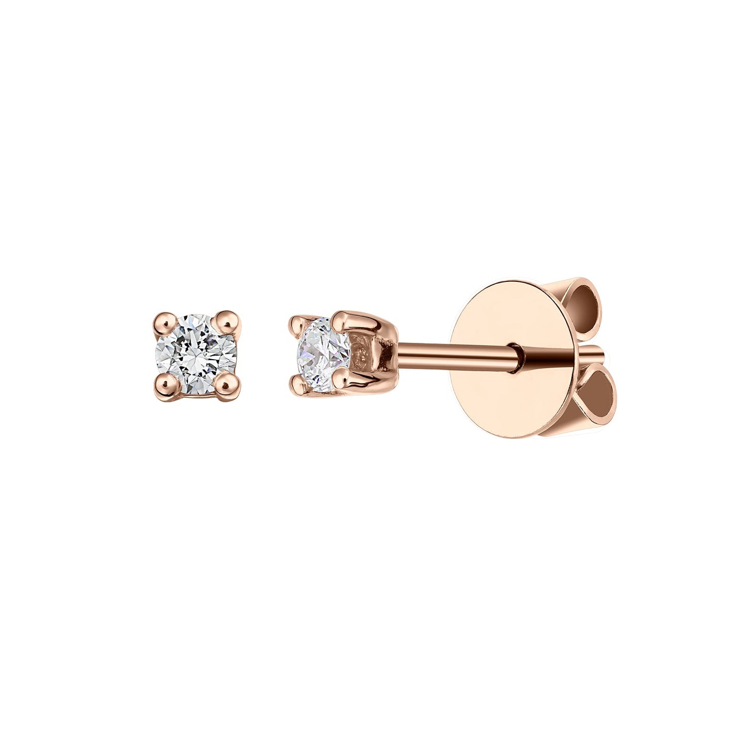 Gold Studs 14K (585) Bliss with Diamonds 0.10 ct - Pink
