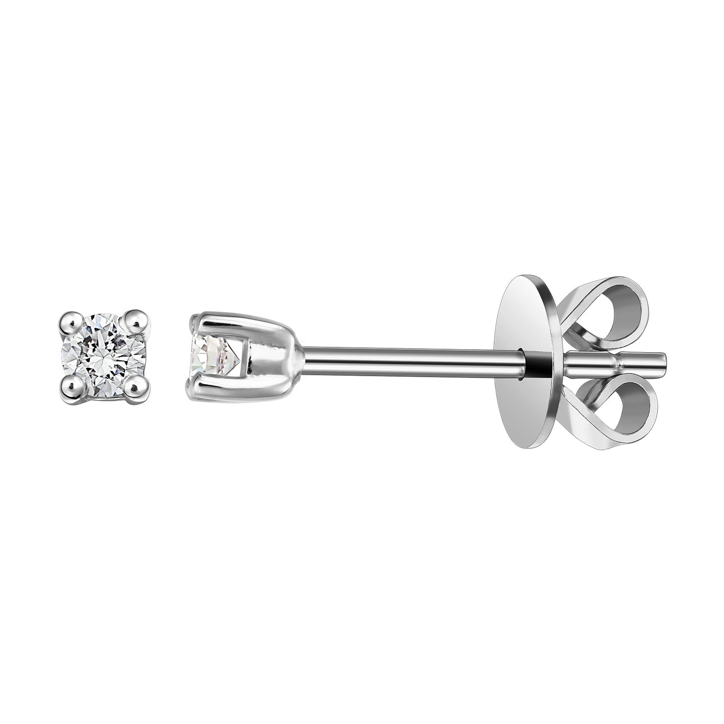 Gold Studs 14K (585) Bliss with Diamonds 0.10 ct - White