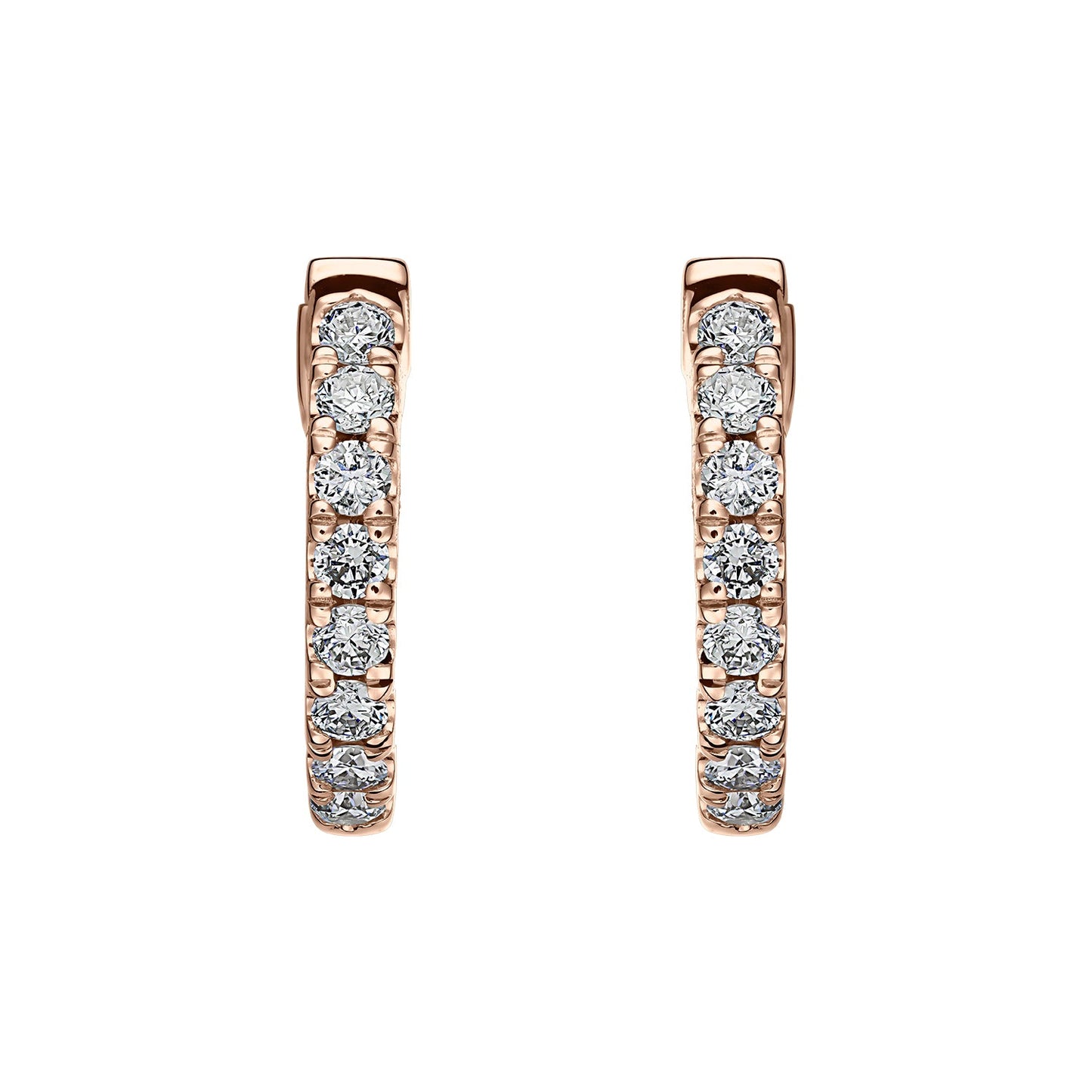 Gold Hoops 14K (585) Idyll with Diamonds 0.25 ct - Pink