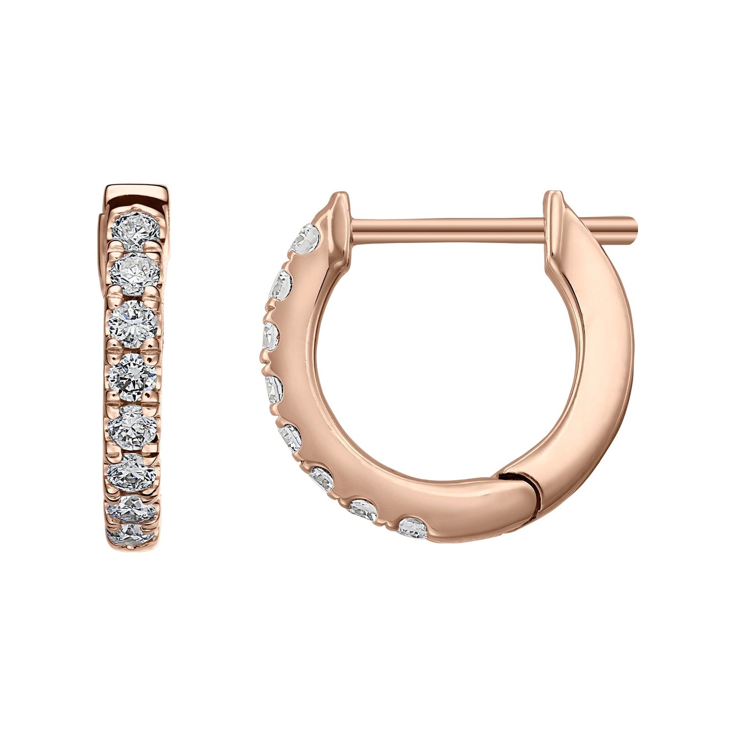 Gold Hoops 14K (585) Idyll with Diamonds 0.25 ct - Pink