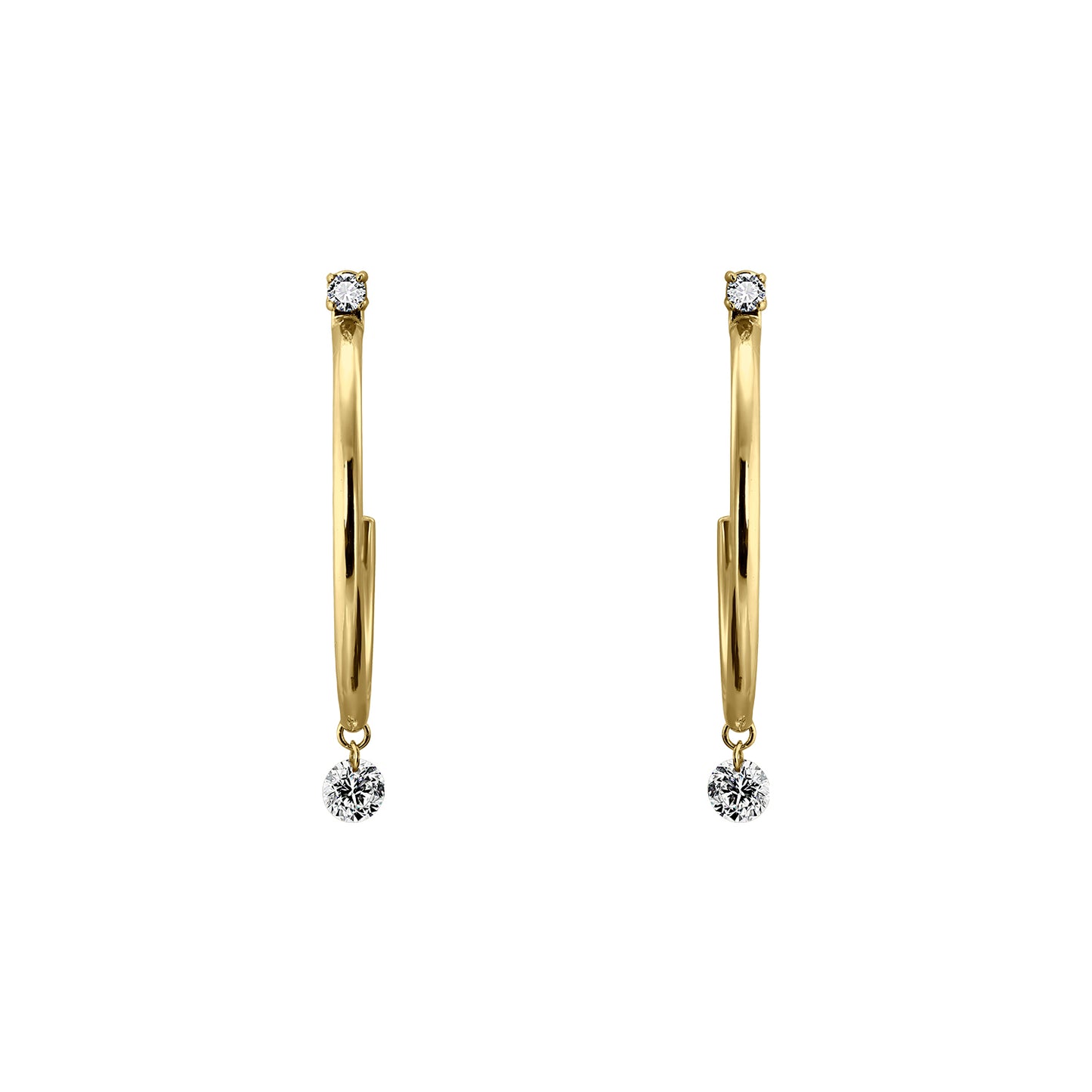 Gold Hoops 14K (585) Lissome with Diamonds 0.33 ct - Gold