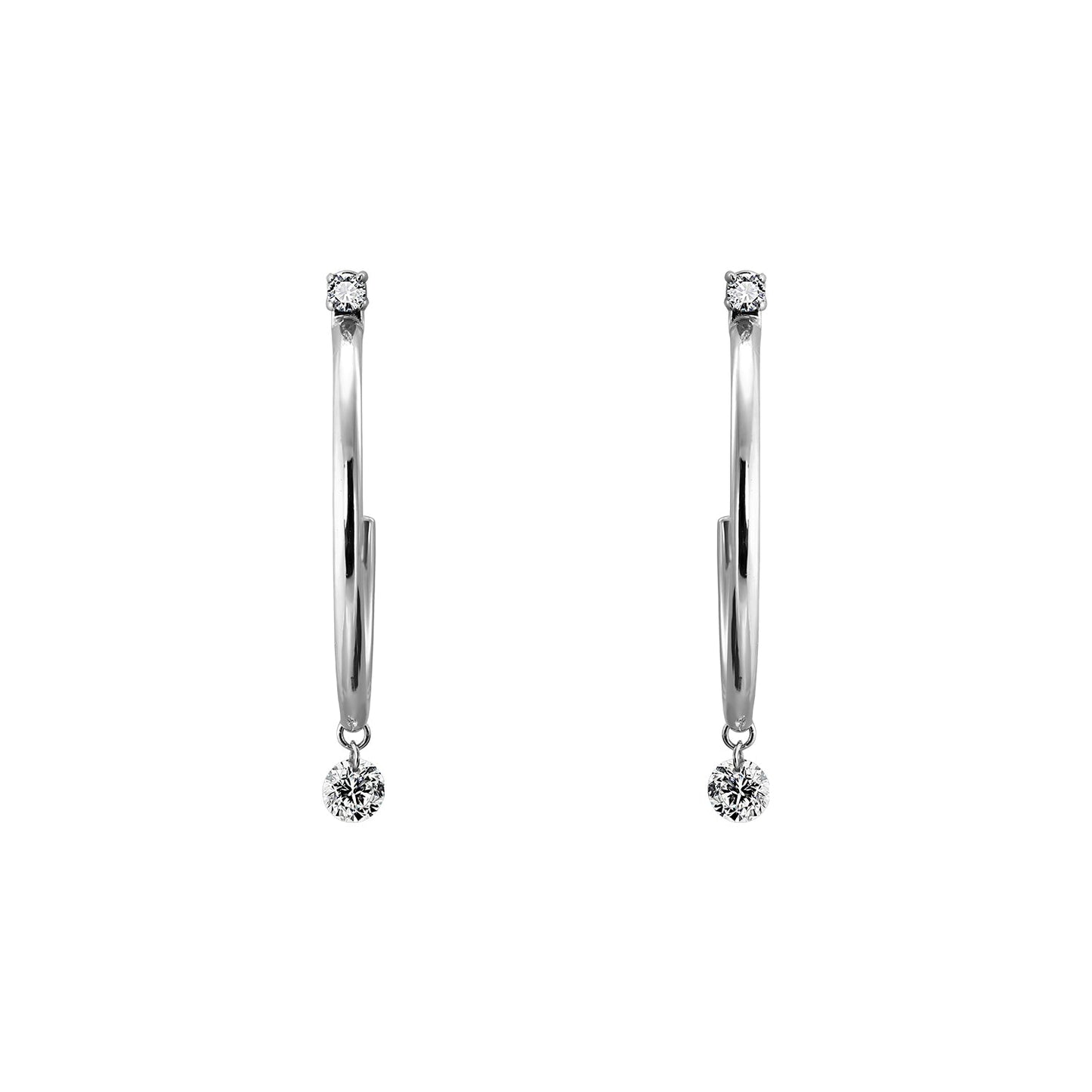 Gold Hoops 14K (585) Lissome with Diamonds 0.33 ct - White