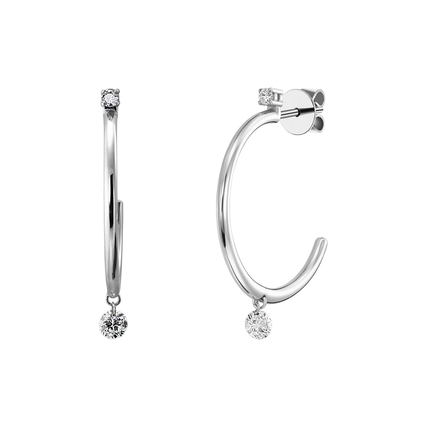 Gold Hoops 14K (585) Lissome with Diamonds 0.33 ct - White