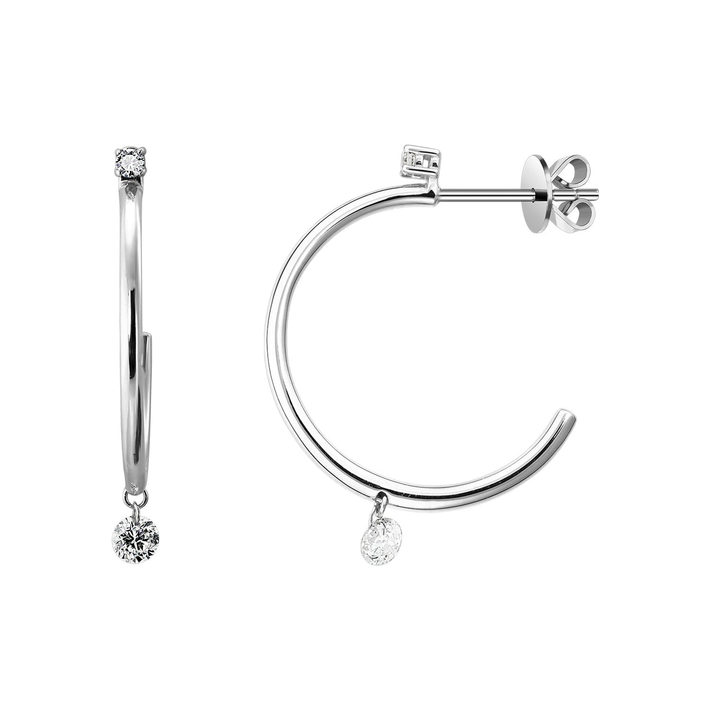 Gold Hoops 14K (585) Lissome with Diamonds 0.33 ct - White