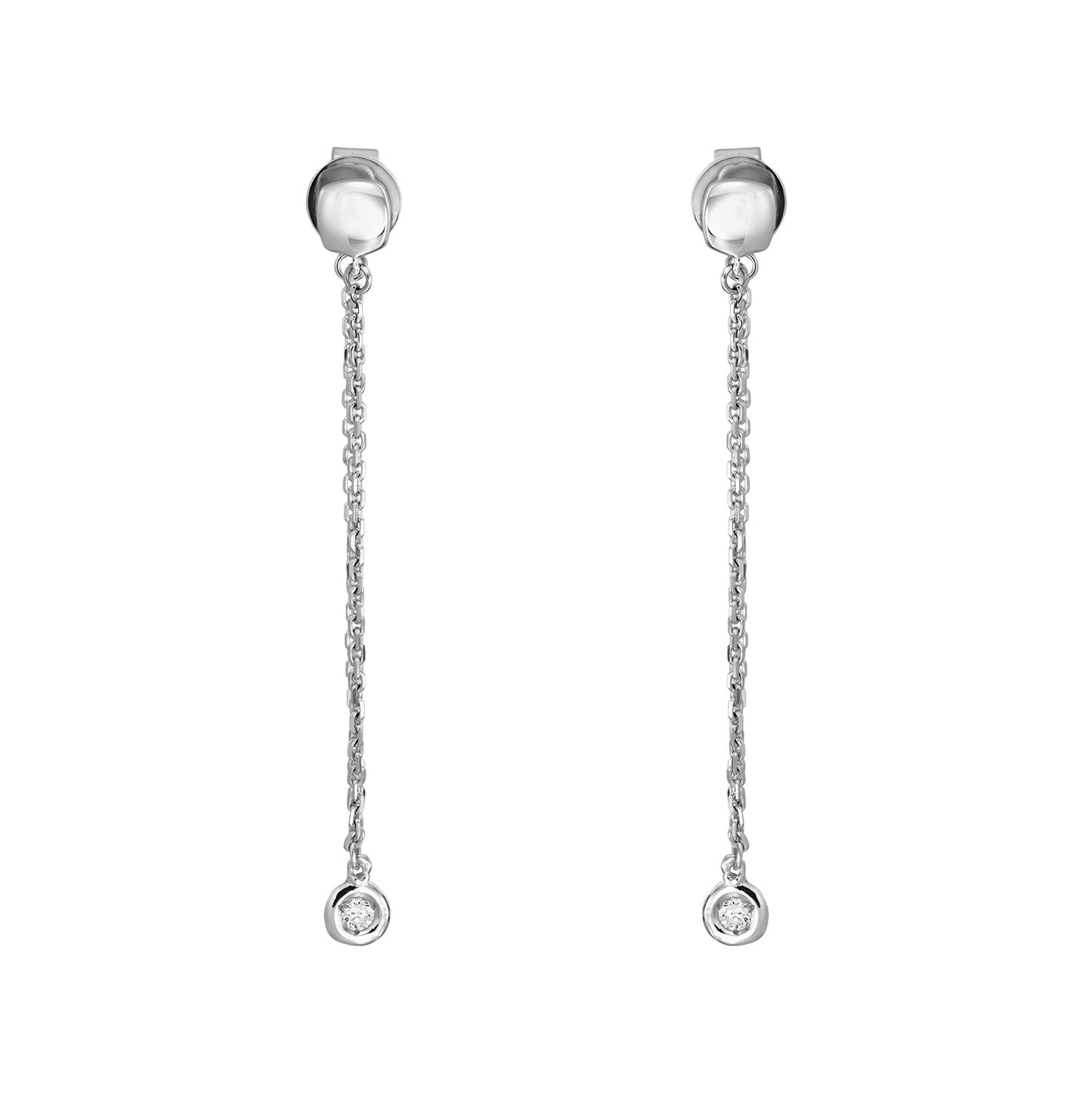 Gold Chains 14K (585) Lithe with Diamonds 0.05 ct - White