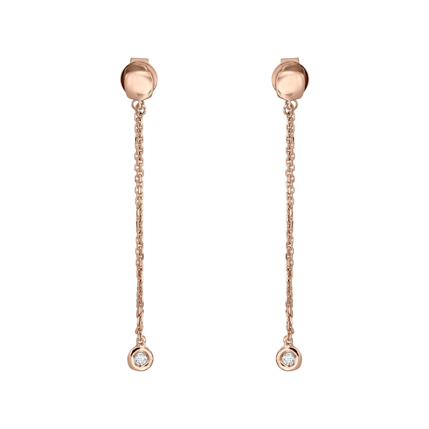 Gold Chains 14K (585) Lithe with Diamonds 0.05 ct - Pink