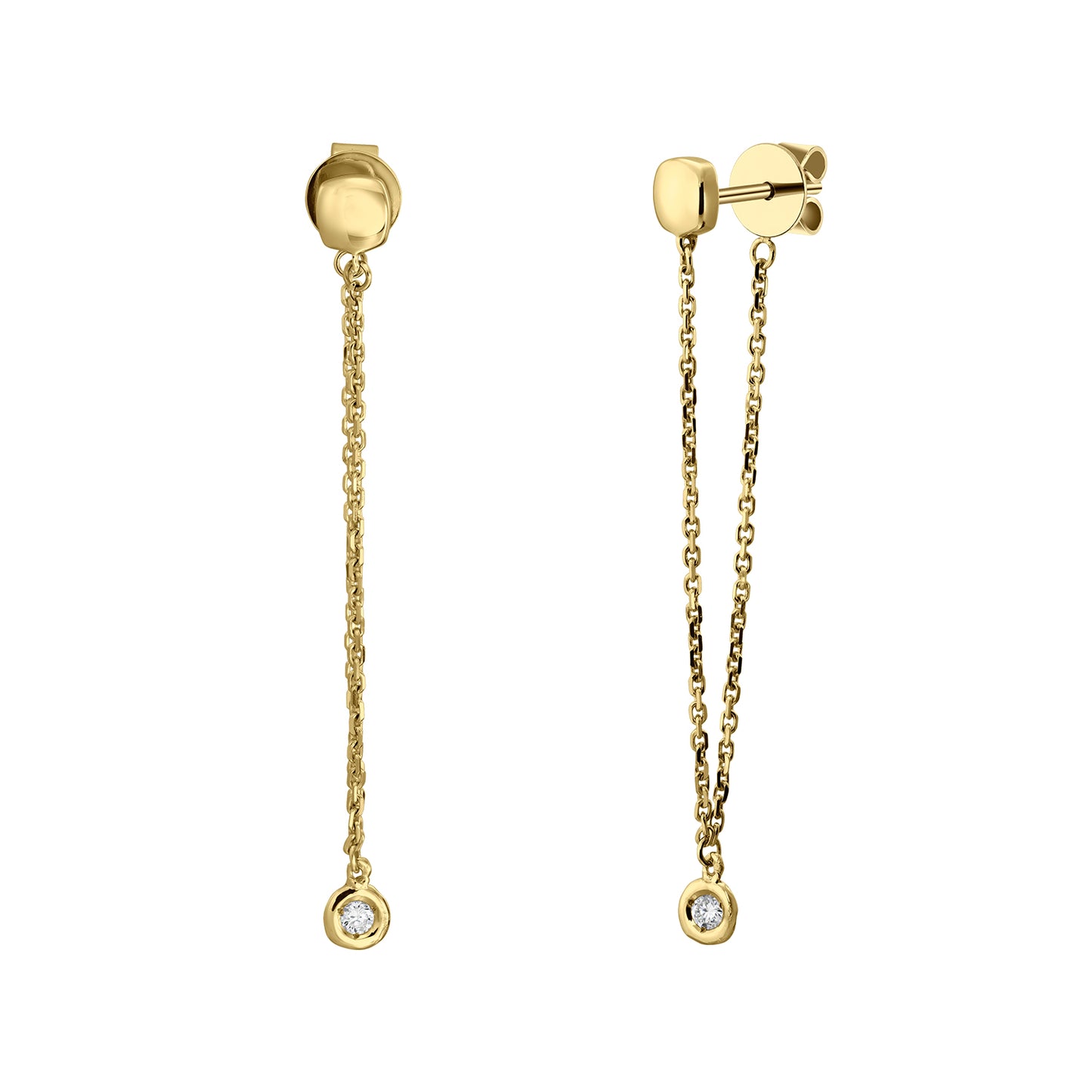 Gold Chains 14K (585) Lithe with Diamonds 0.05 ct - Gold