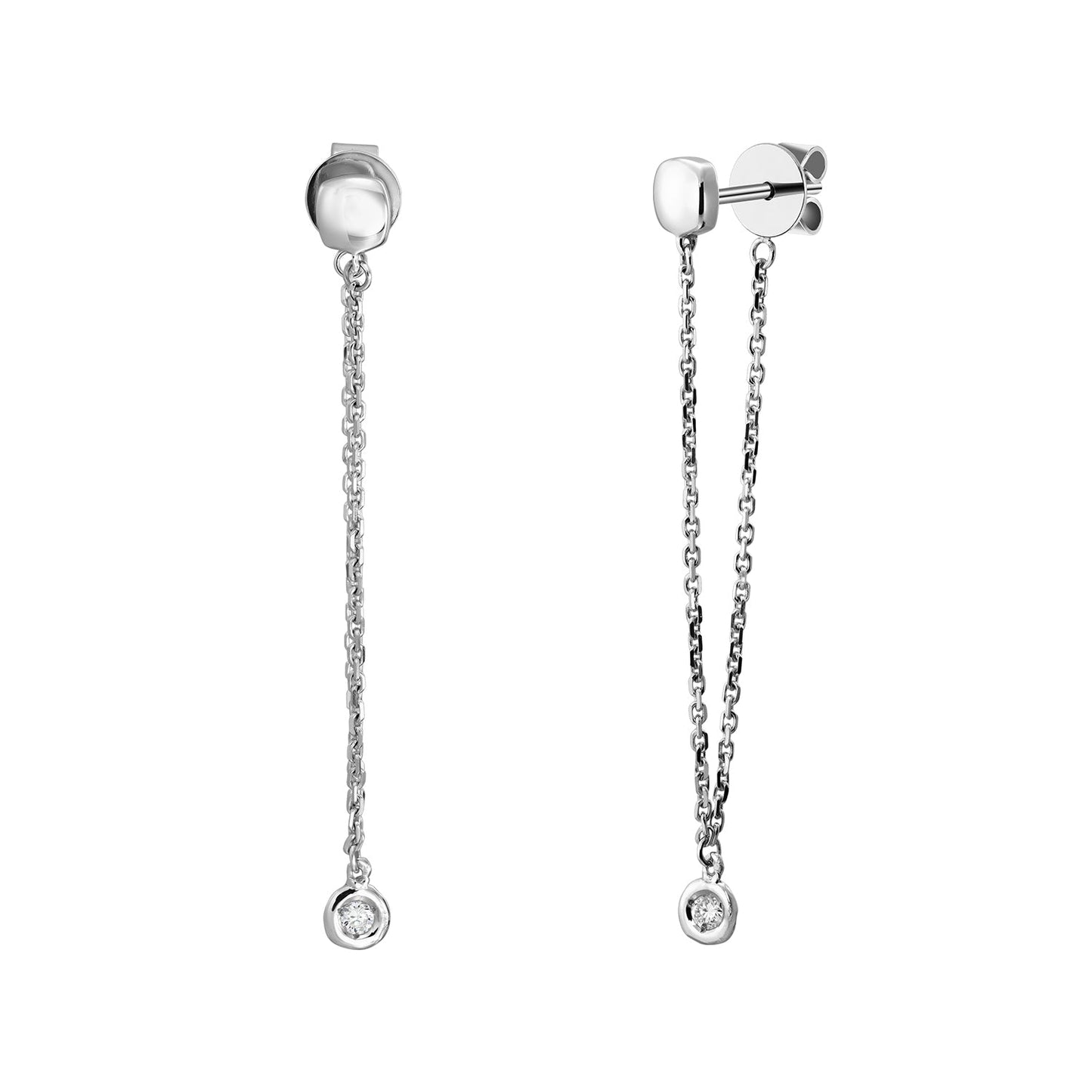 Gold Chains 14K (585) Lithe with Diamonds 0.05 ct - White