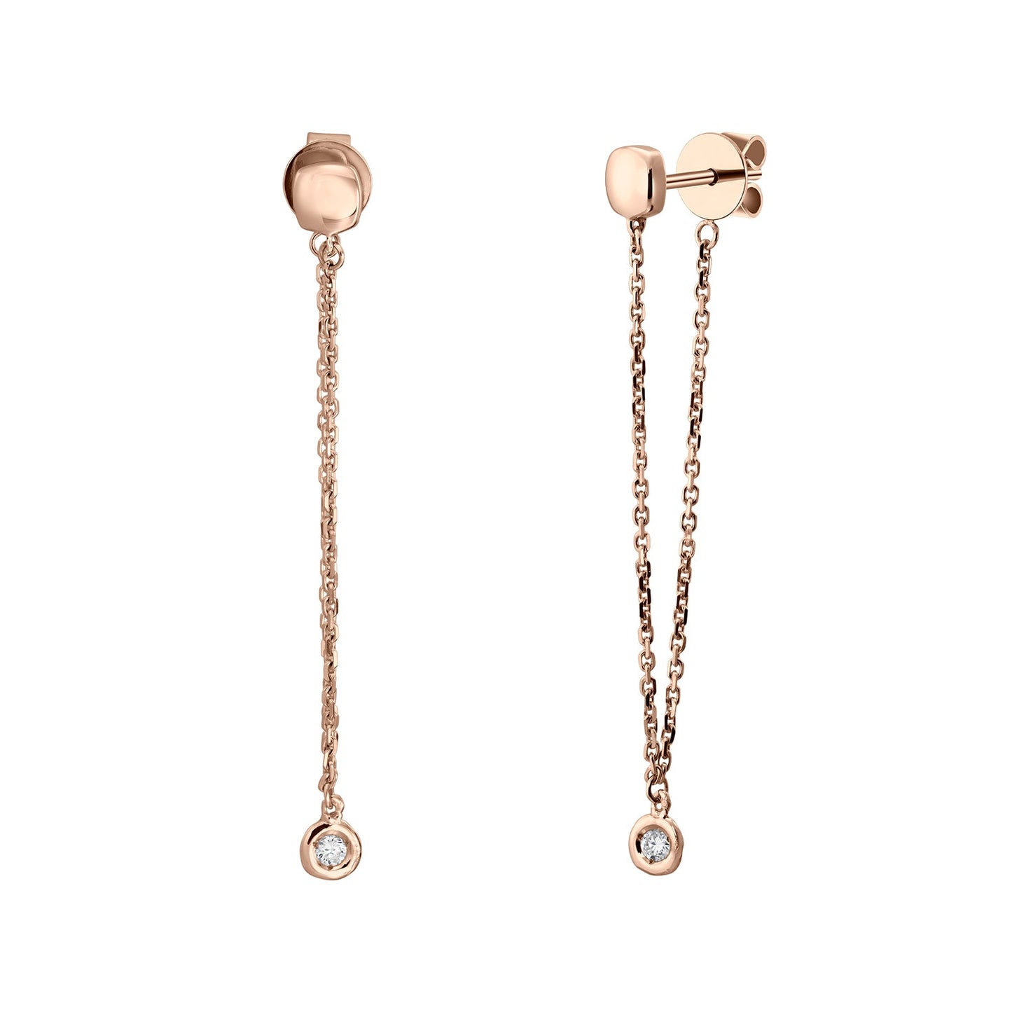 Gold Chains 14K (585) Lithe with Diamonds 0.05 ct - Pink