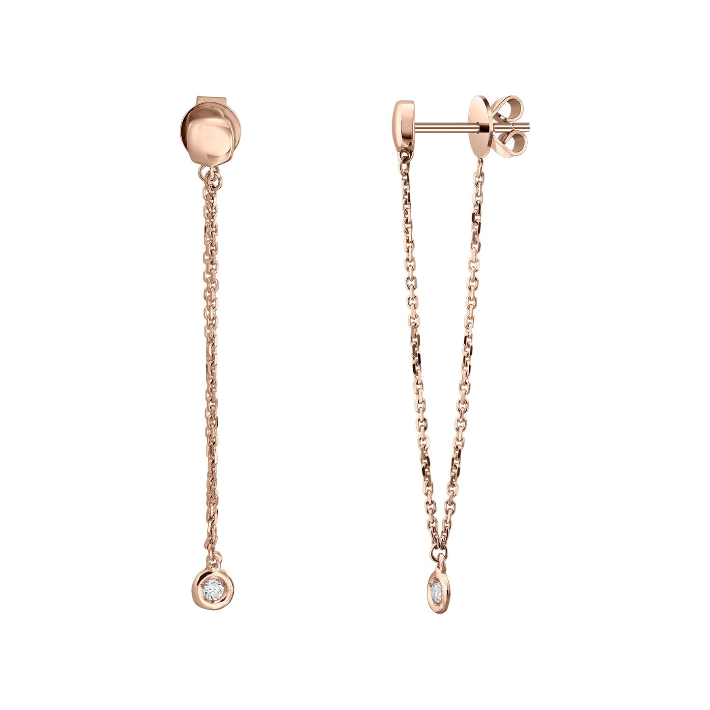 Gold Chains 14K (585) Lithe with Diamonds 0.05 ct - Pink