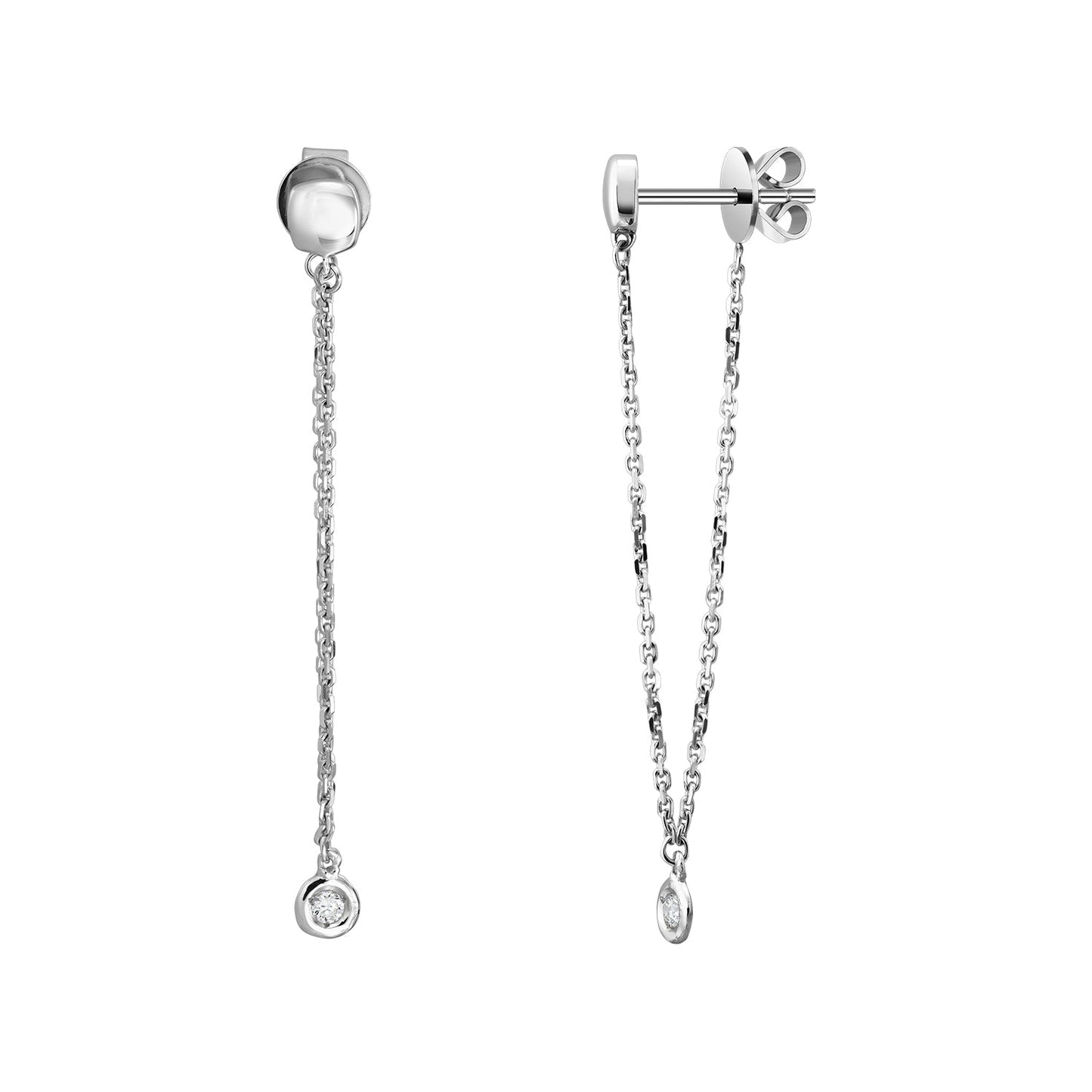 Gold Chains 14K (585) Lithe with Diamonds 0.05 ct - White