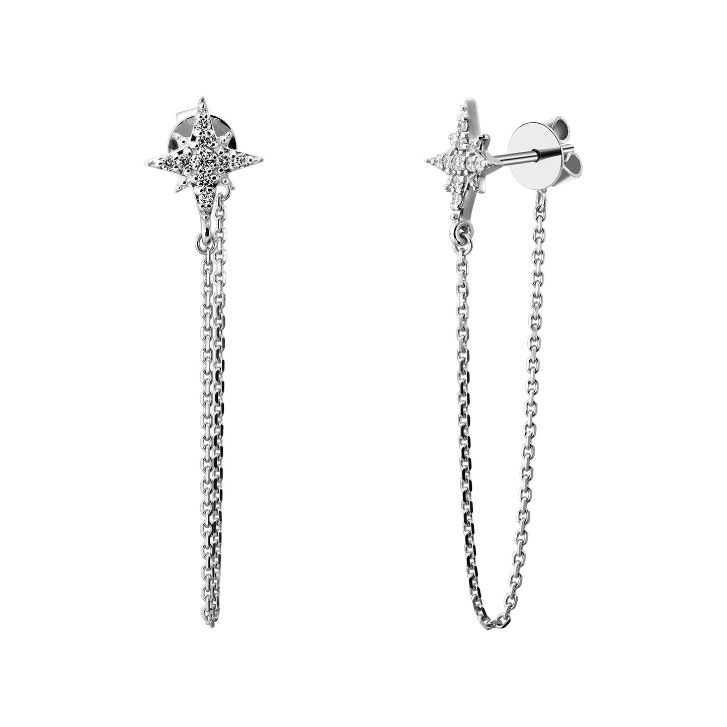 Cercei din Aur 14K (585) Celestial cu Diamante 0.15 ct