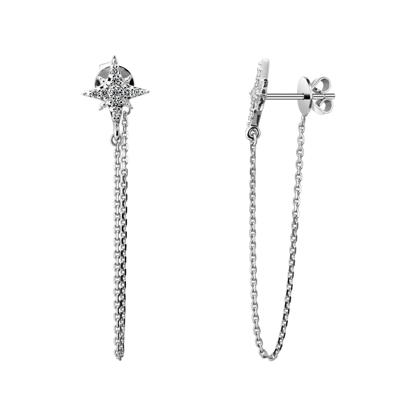 Cercei din Aur 14K (585) Celestial cu Diamante 0.15 ct