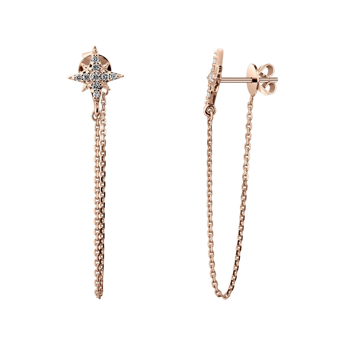 Cercei din Aur 14K (585) Celestial cu Diamante 0.15 ct