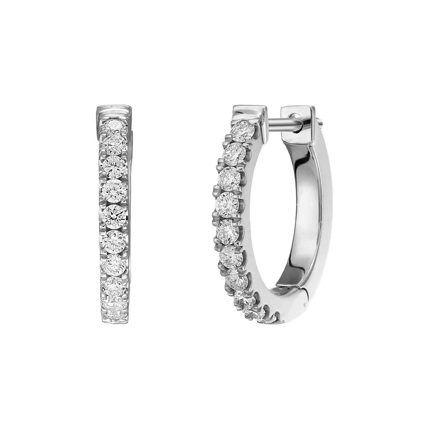 Gold Hoops 14K (585) Idyll with Diamonds 0.30 ct - White