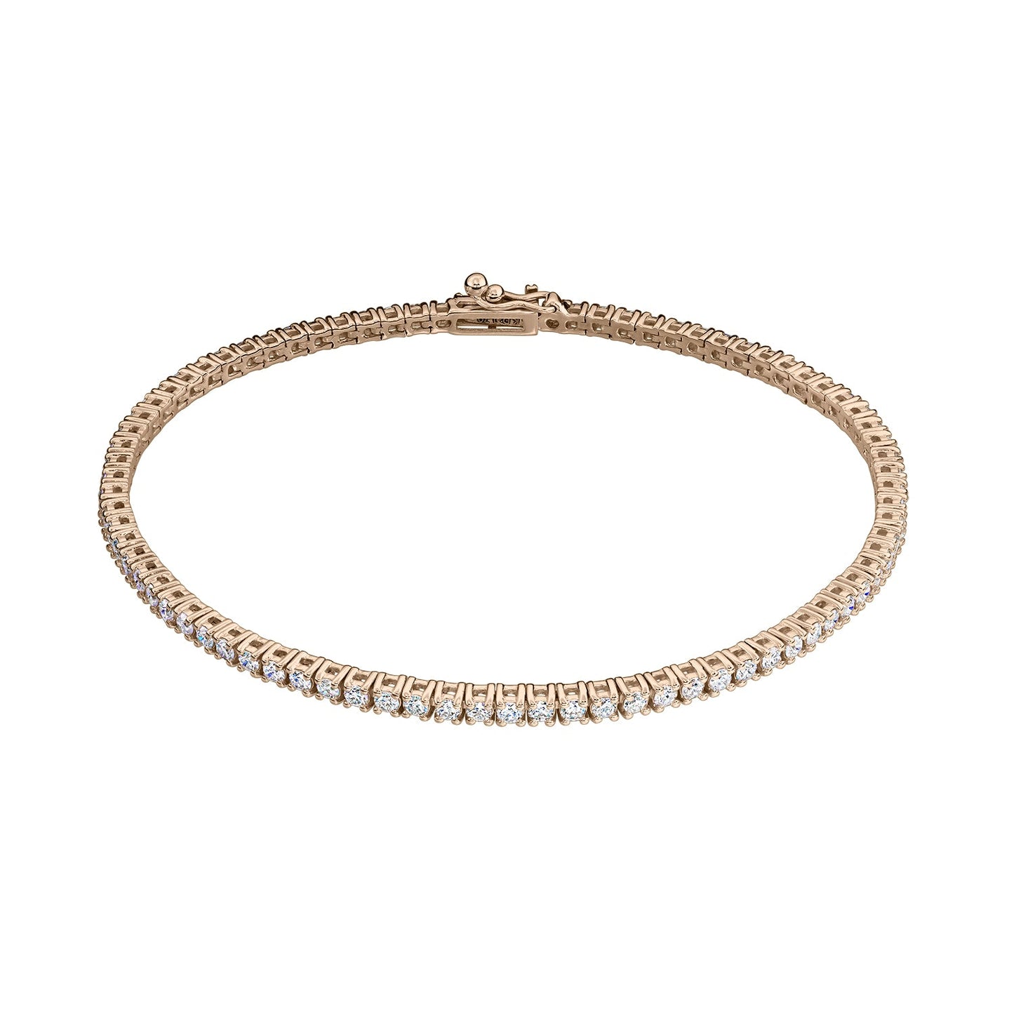 Gold Tennis Bracelet 14K (585) Eternity with Diamonds 1.5 ct - Pink