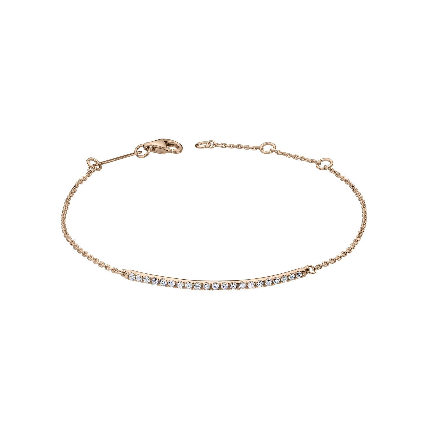 Gold Bracelet 14K (585) Stun with Diamonds 0.17 ct - Pink