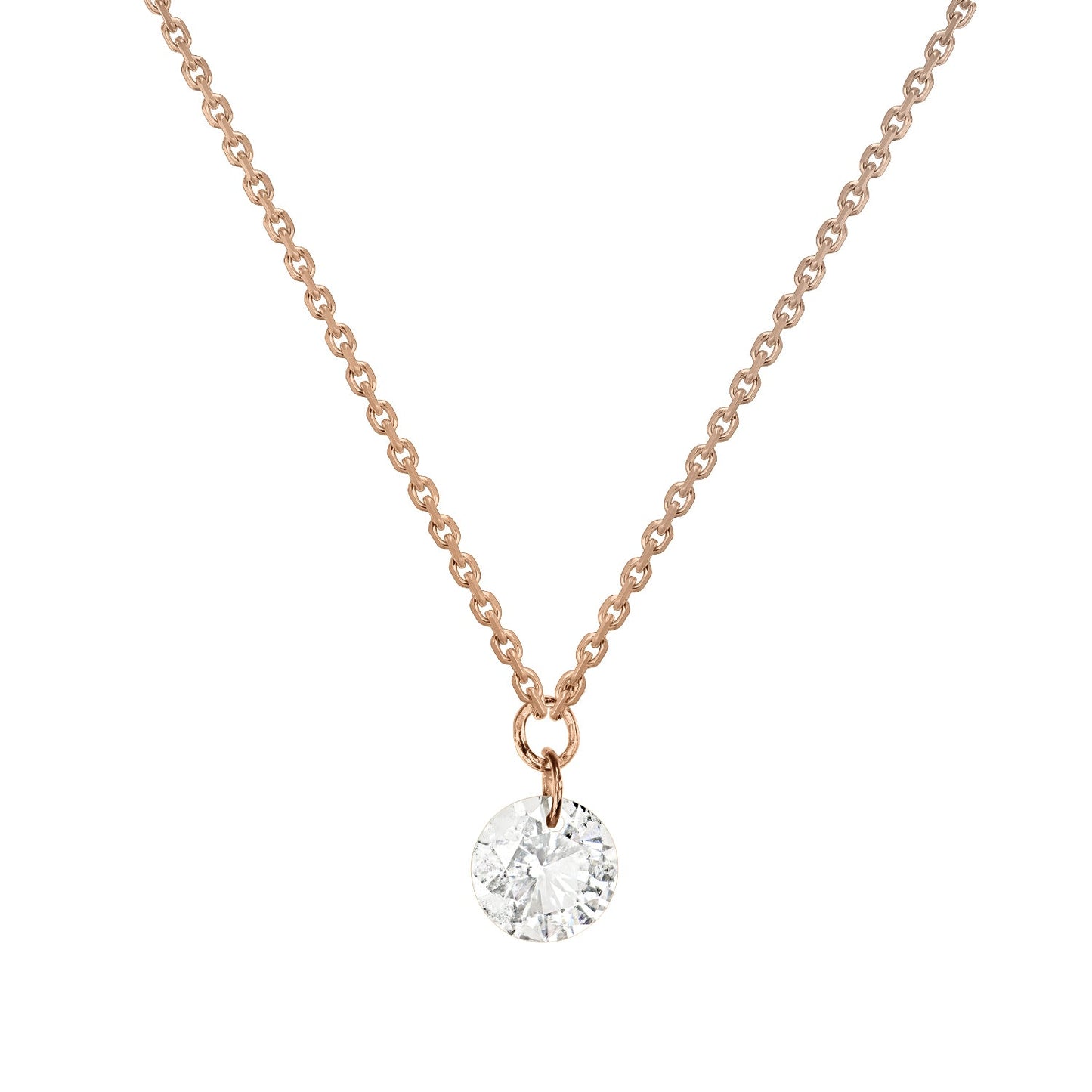 Gold Necklace 14K (585) Wispy with Diamonds 0.07 ct - Pink