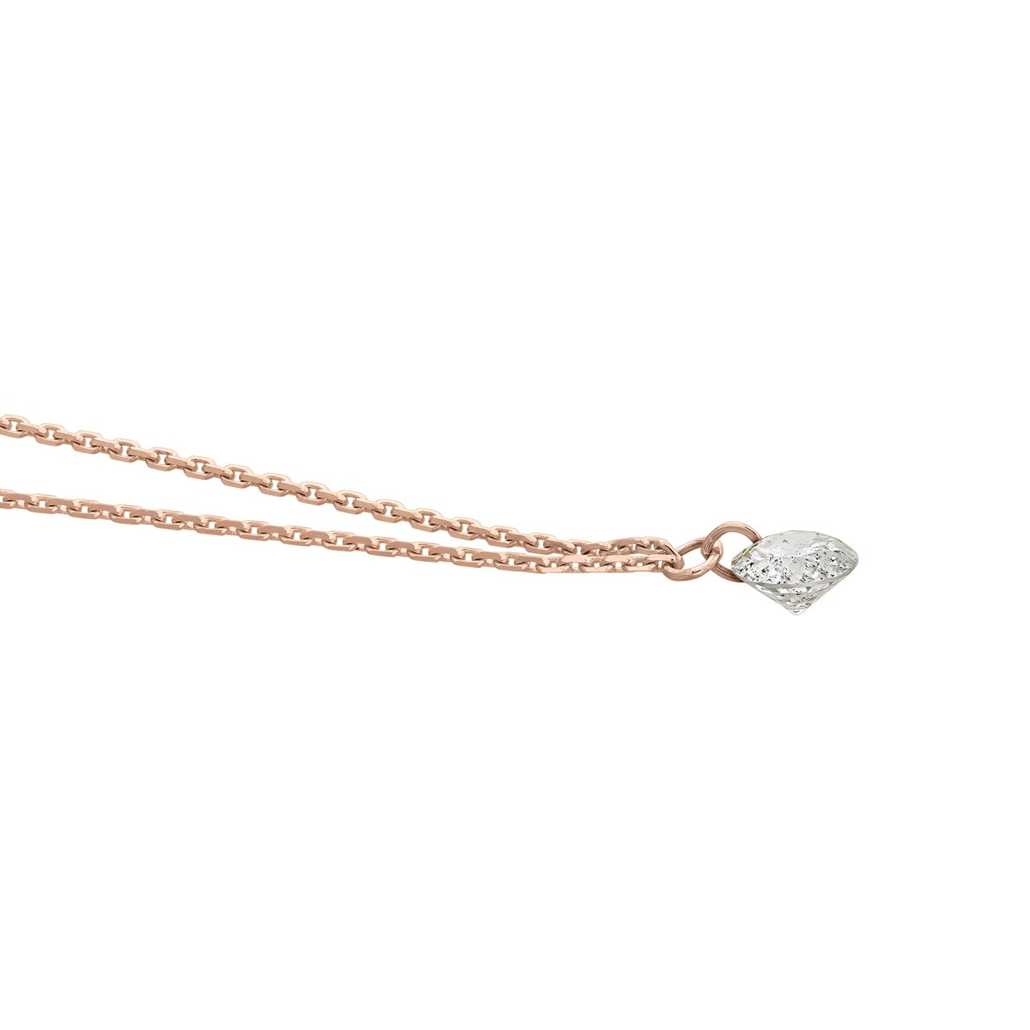 Gold Necklace 14K (585) Wispy with Diamonds 0.07 ct - Pink