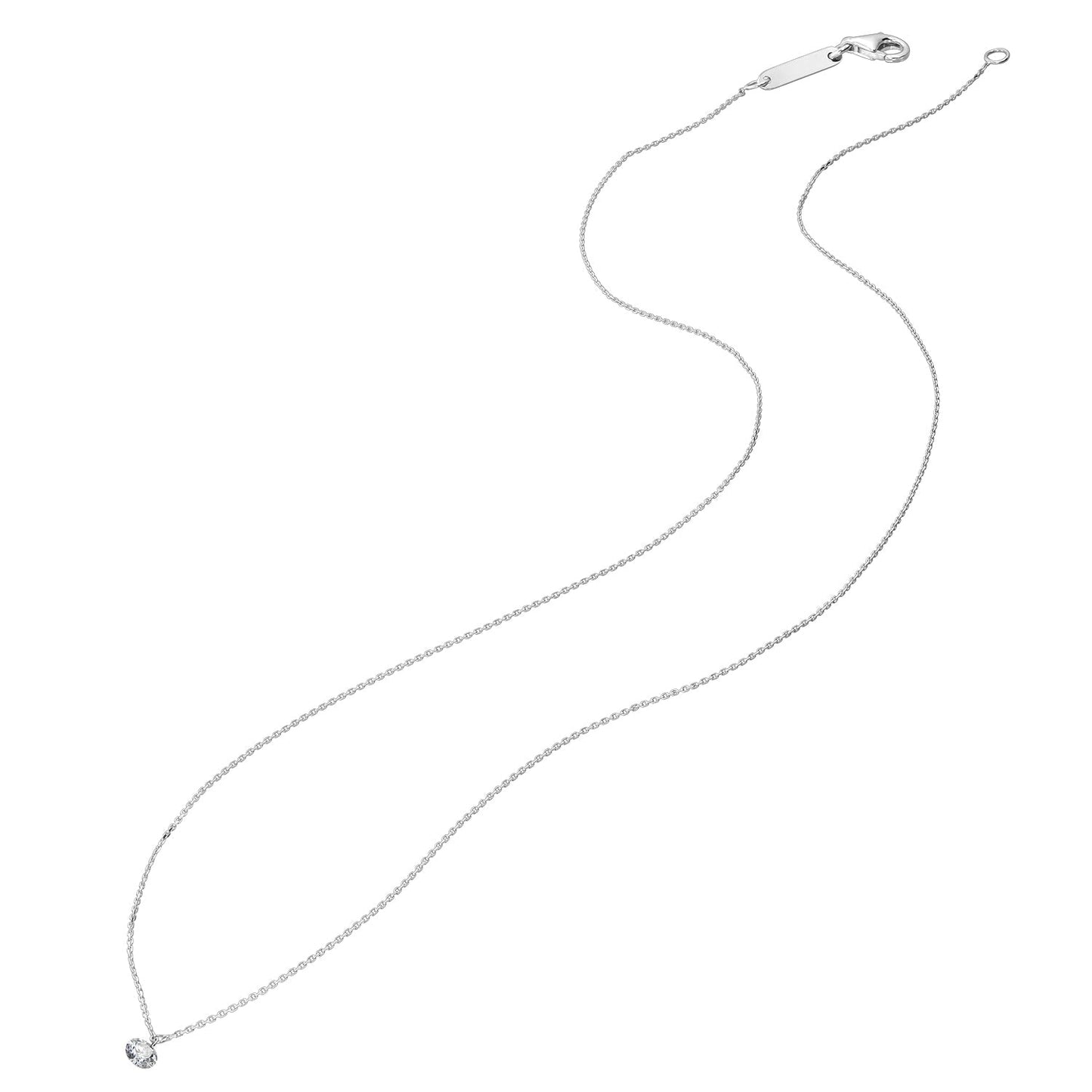 Gold Necklace 14K (585) Wispy with Diamonds 0.07 ct - White