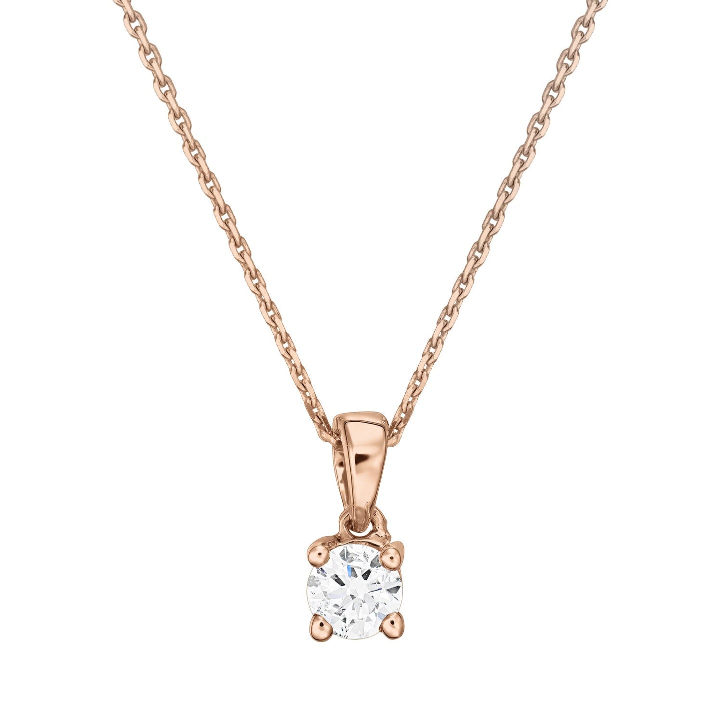 Gold Necklace 14K (585) Demure with Diamonds 0.10 ct - Pink