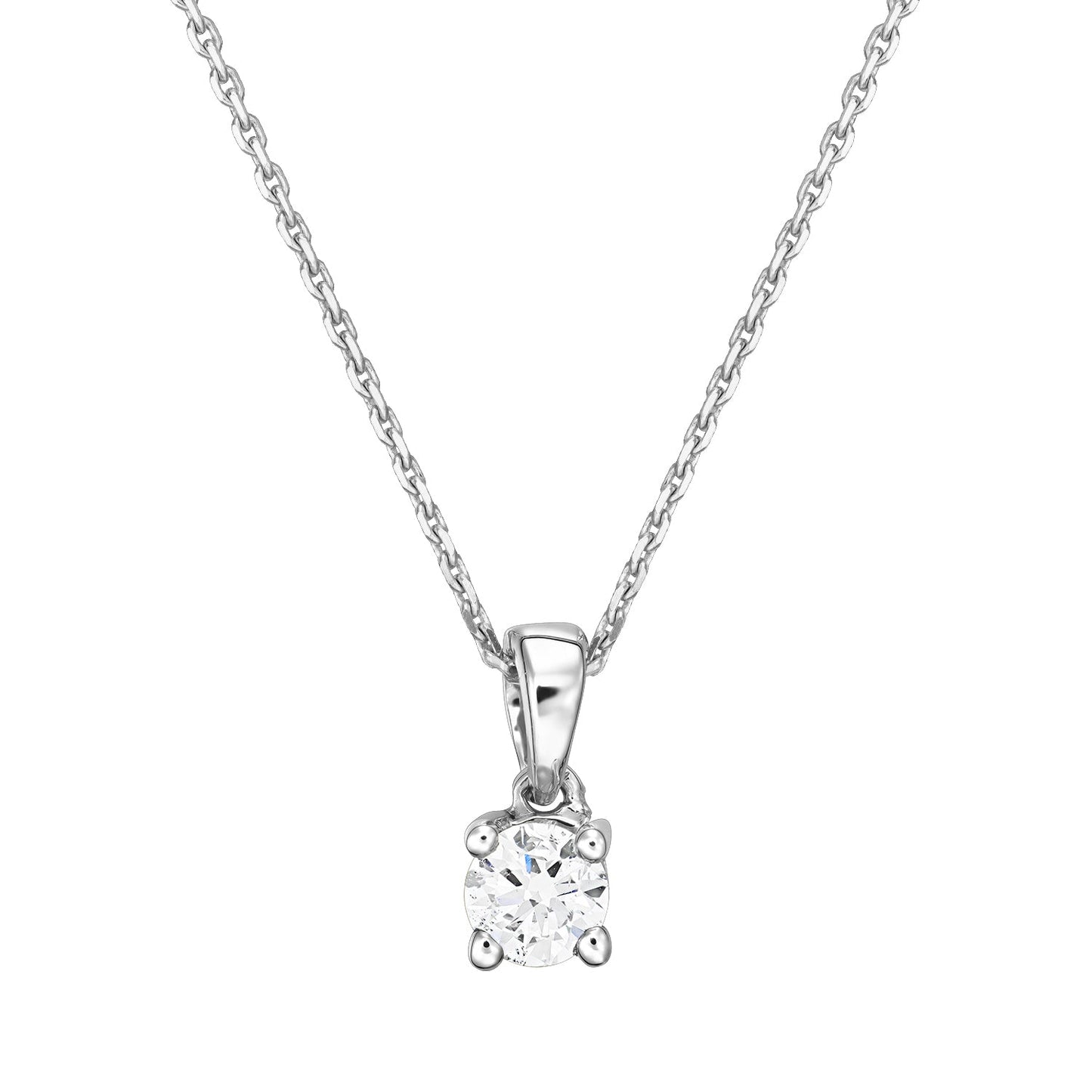 Gold Necklace 14K (585) Demure with Diamonds 0.10 ct - White