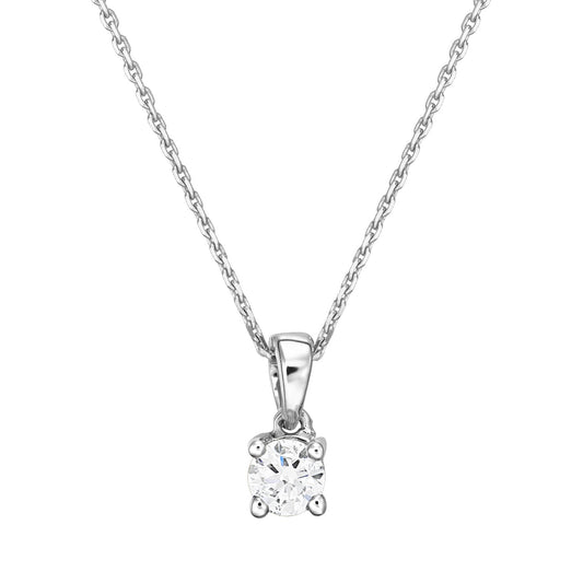 Gold Necklace 14K (585) Demure with Diamonds 0.10 ct - White